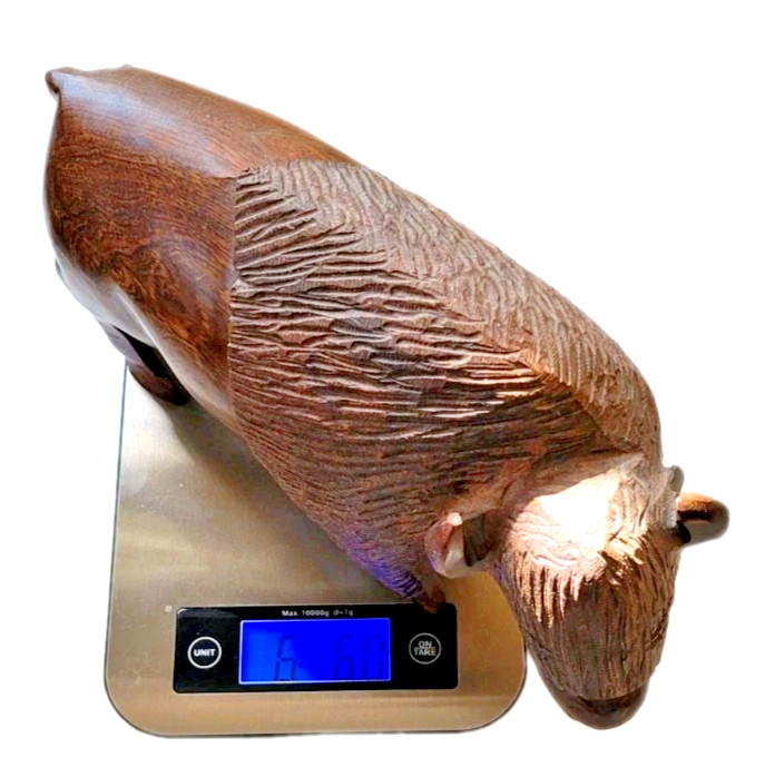 Rare Vintage LARGE Hand-Carved Ironwood Bison Buffalo 12x8x4