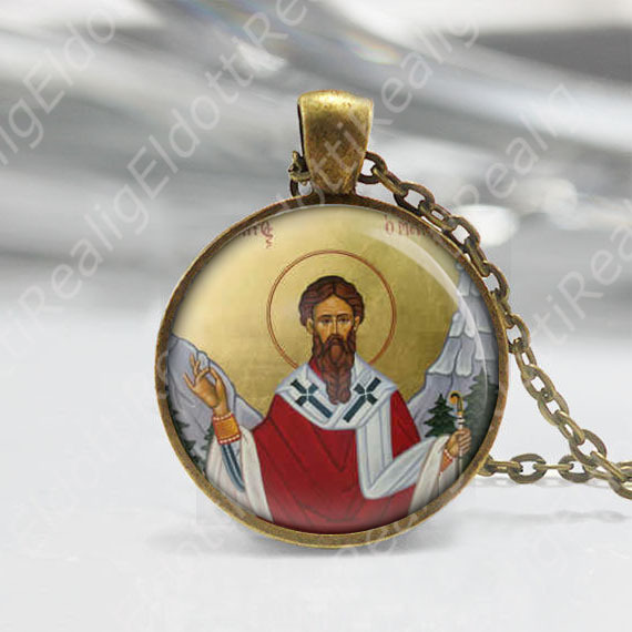 St. Wolfgang Catholic Necklace Medal Religious Pendant Bronze Round 1\'\' NEW