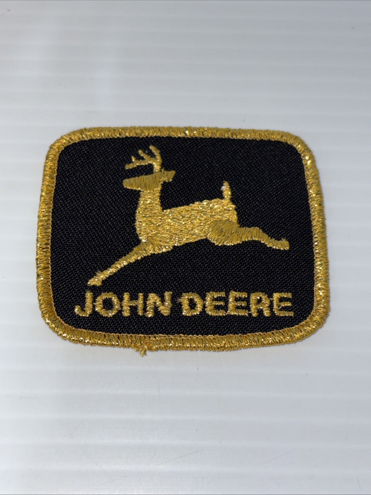 VTG NOS John Deere Tractors Black/Yellow 1980s Advertising Patch 2.25”x2.5”