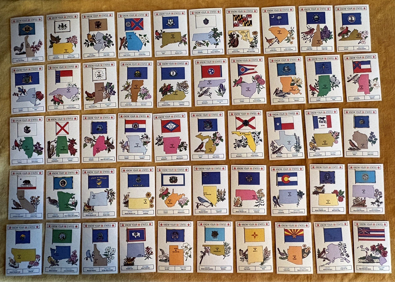 Vintage 1975 RAINBO BREAD Know Your 50 States Card Full Set Bel-Art Advertising
