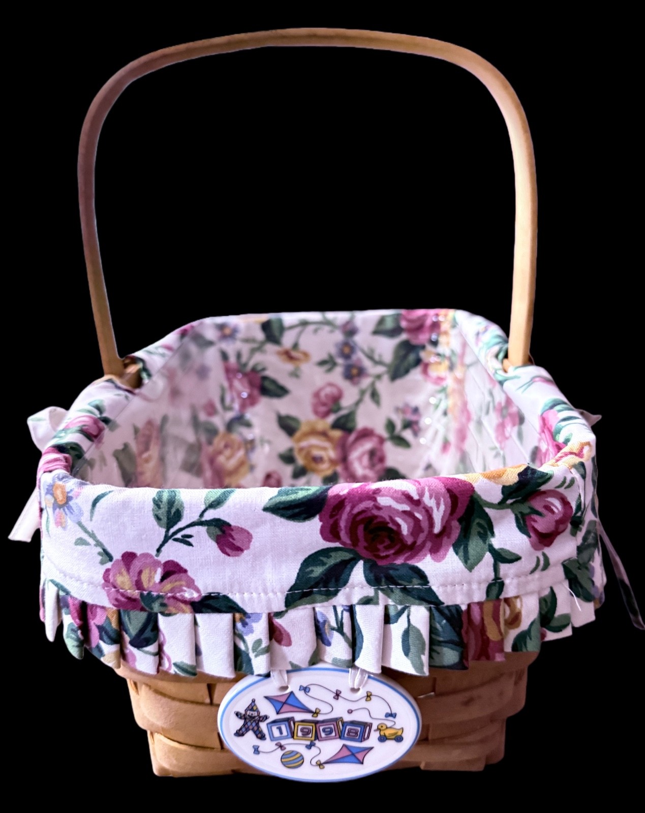 Vintage 1998 Longaberger Spring Basket Combo w/ Garden Splendor Liner