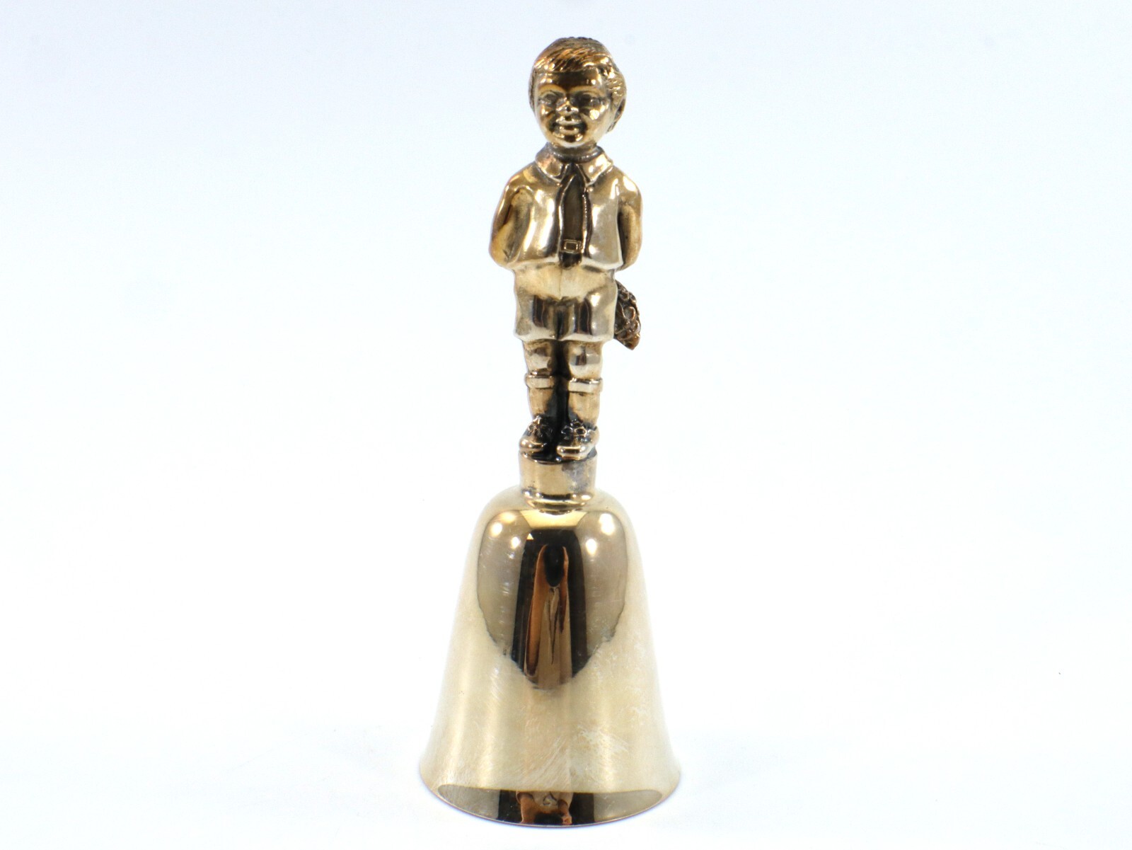 Reed & Barton Boy w/ Flowers HAND BELL Silverplated Figural Handle Small Vintage