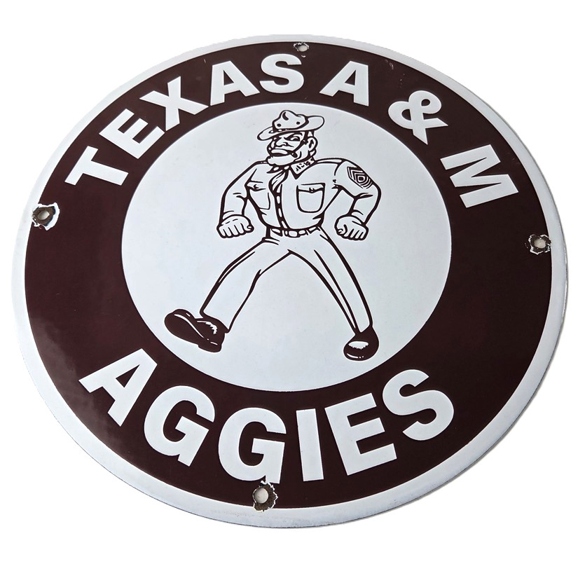 Vintage Texas A&M Sign - College Football Aggies Gas Service Pump Porcelain Sign Vintage Texas A&M Sign - College Football Aggies Gas Service Pump Porcelain Sign