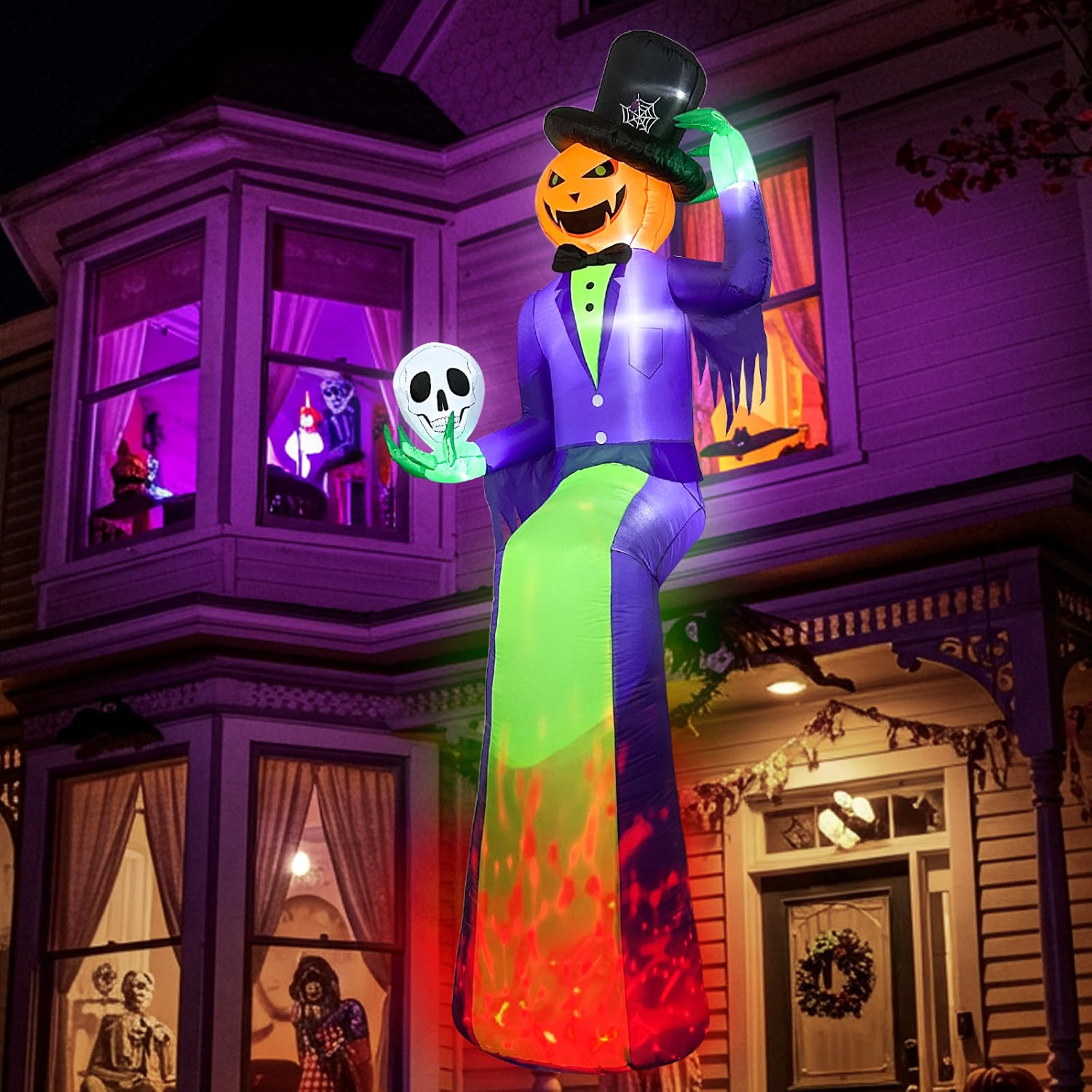 10FT Giant Halloween Inflatables, Sitting Inflatable Pumpkin Man Decor 10FT Giant Halloween Inflatables, Sitting Inflatable Pumpkin Man Decor