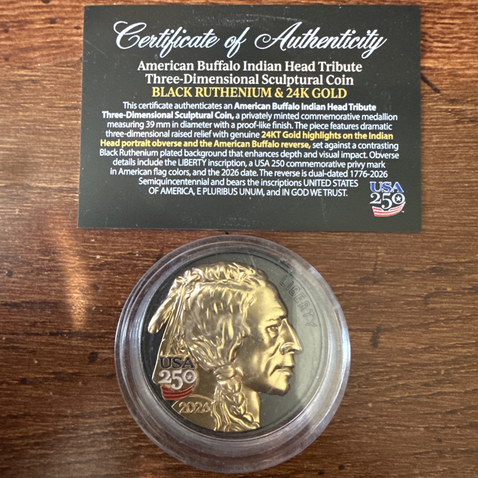 2026 Indian Head Buffalo Nickel Tribute 24K Gold & Black Ruthenium 2026 Indian Head Buffalo Nickel Tribute 24K Gold & Black Ruthenium