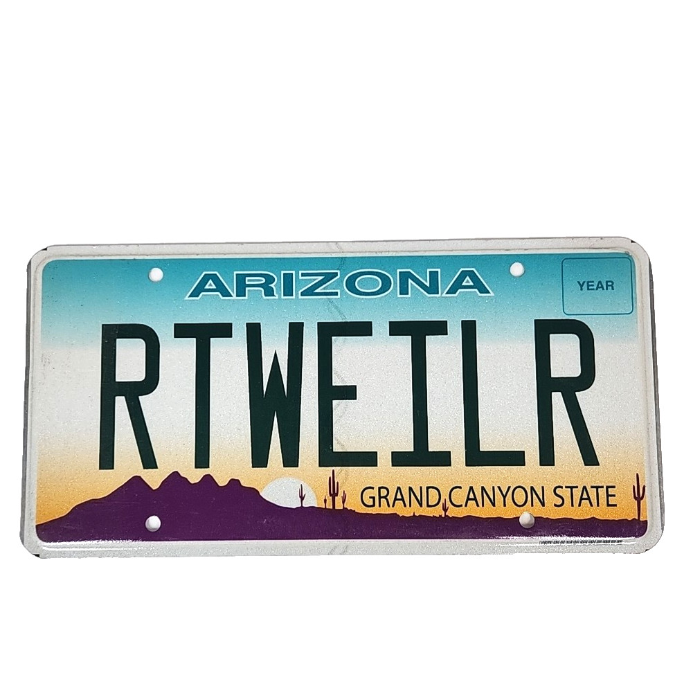 Vtg Arizona RTWEILR Metal License Plate Y2K Grand Canyon State Mountains Cactus Vtg Arizona RTWEILR Metal License Plate Y2K Grand Canyon State Mountains Cactus