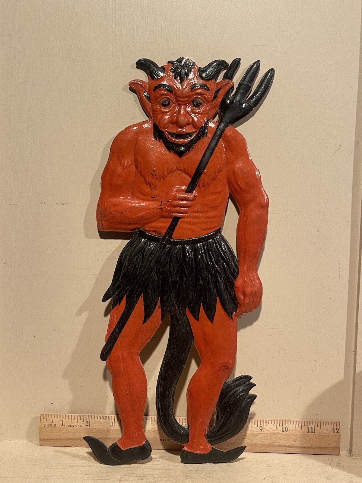 Antique 1920s German Embossed Die Cut Krampus Devil Cardboard Halloween 6
