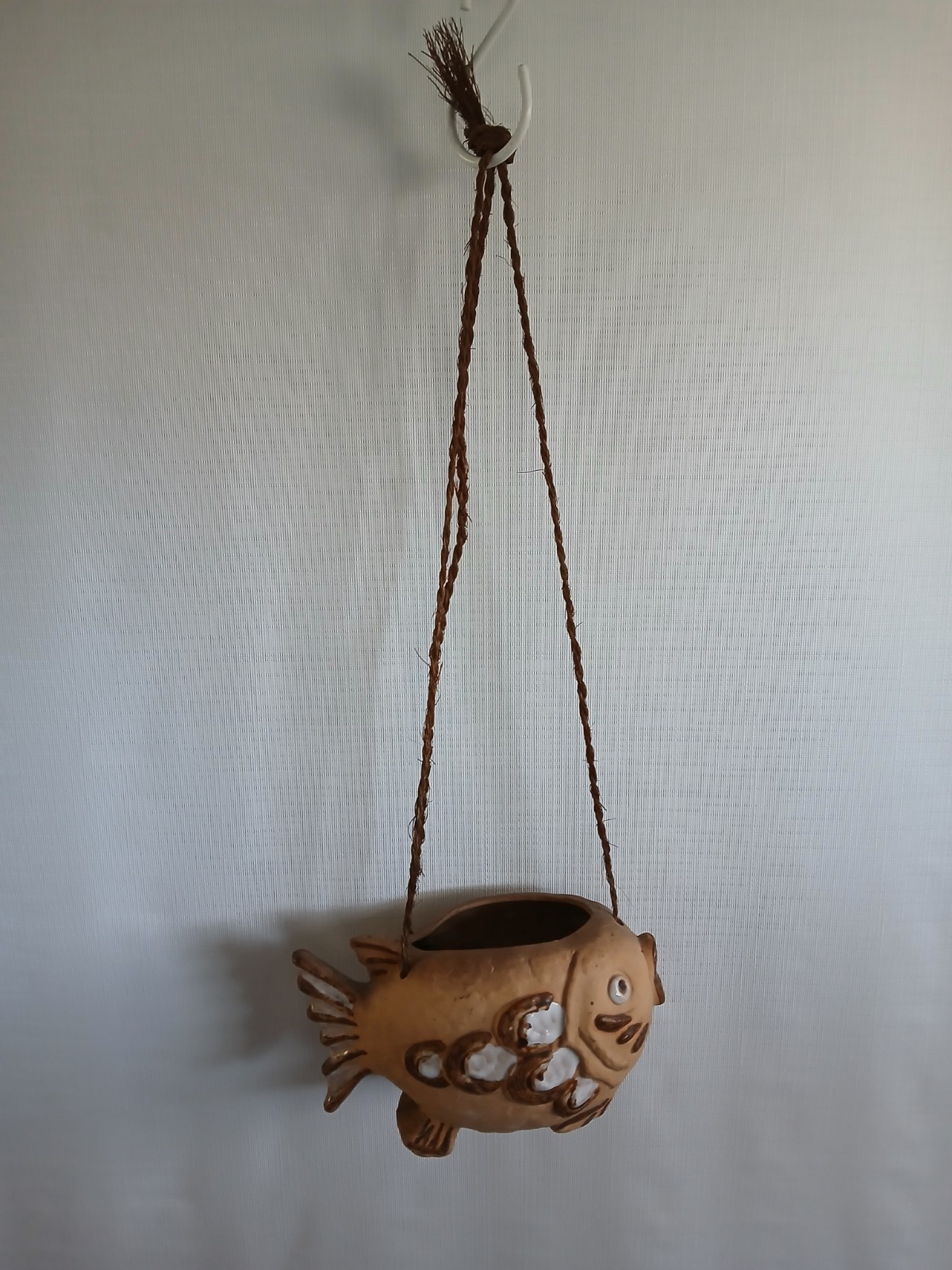 Vtg 1960s MCM Nevco Hanging Fish Planter Pot Japan With Sticker Beautiful Cond