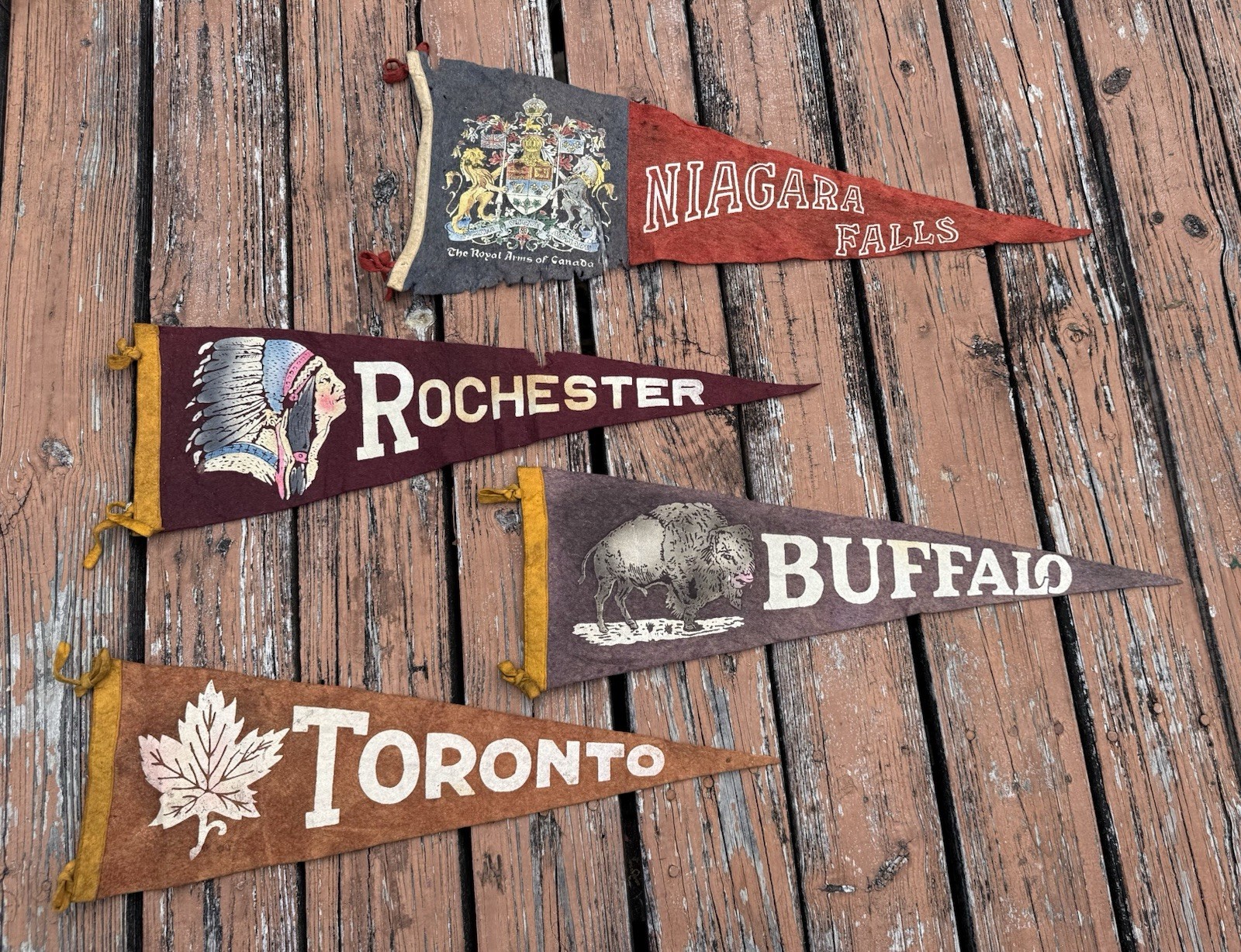 Vintage 1940s New York Felt Pennant Souvenir Lot Of 4 Buffalo Toronto Rochester Vintage 1940s New York Felt Pennant Souvenir Lot Of 4 Buffalo Toronto Rochester