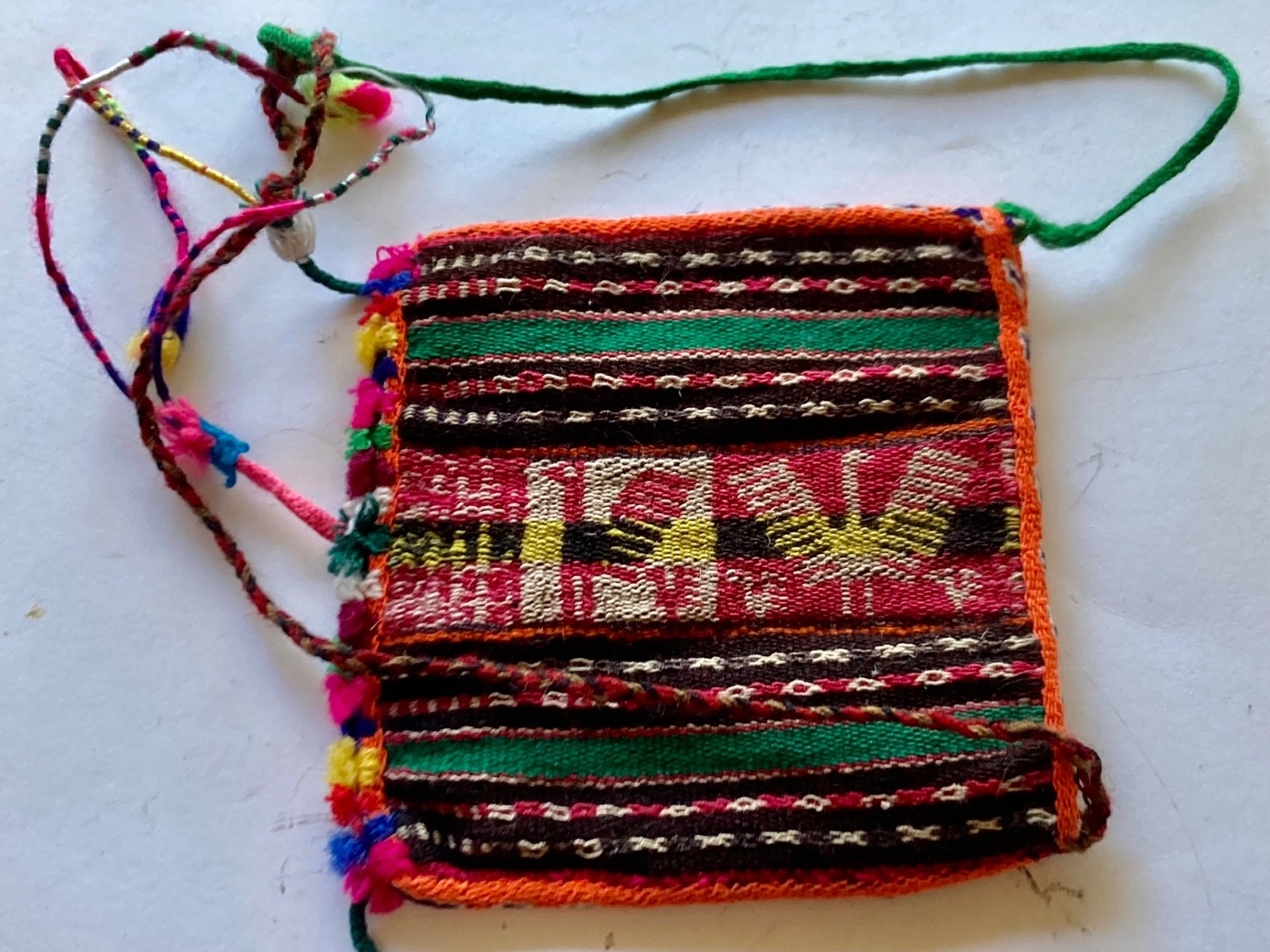 Vintage hand woven cross-shoulder Peruvian purse 5x5-1/4\ Vintage hand woven cross-shoulder Peruvian purse 5x5-1/4\