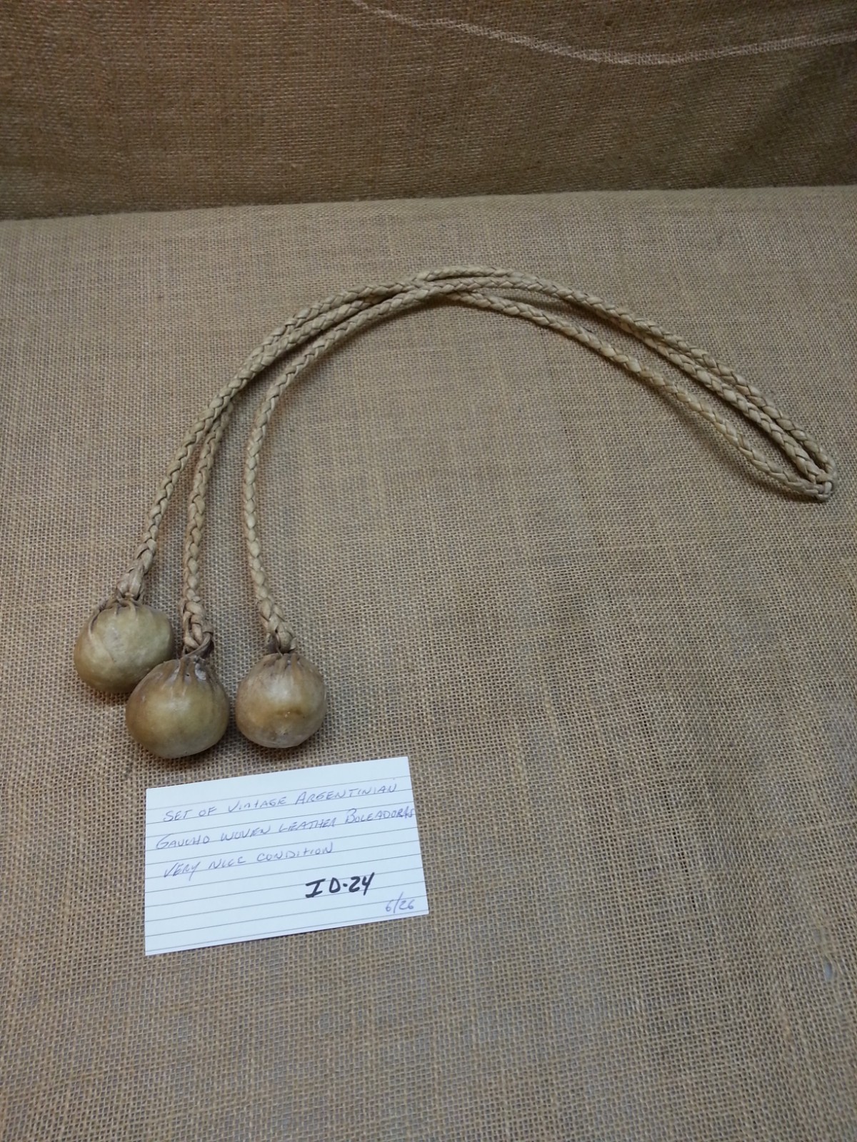 Vintage Set of Gaucho Boleadoras Woven Rawhide Very Nice Condition