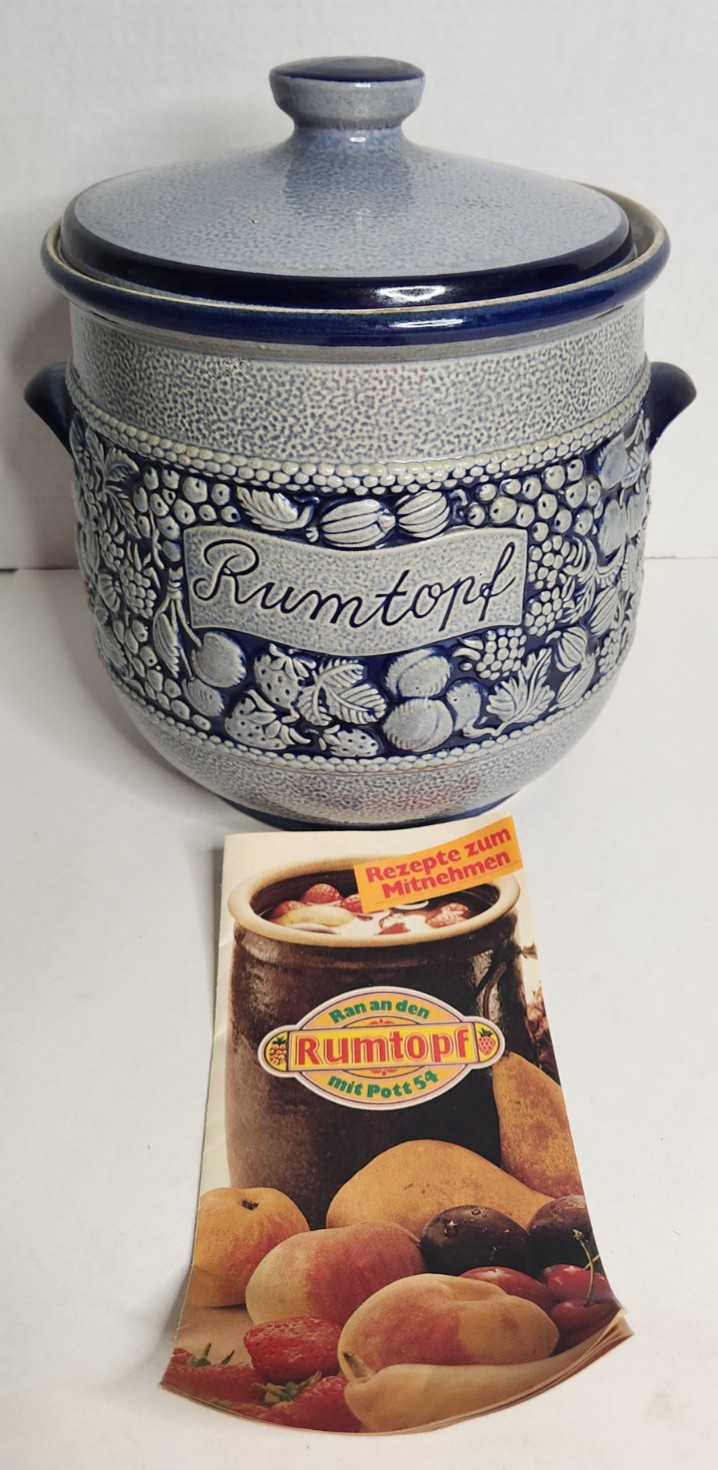 VTG Marzi & Remy Rumtopf Large Blue Beige Fermenting Crock with Lid/ Inner Lid