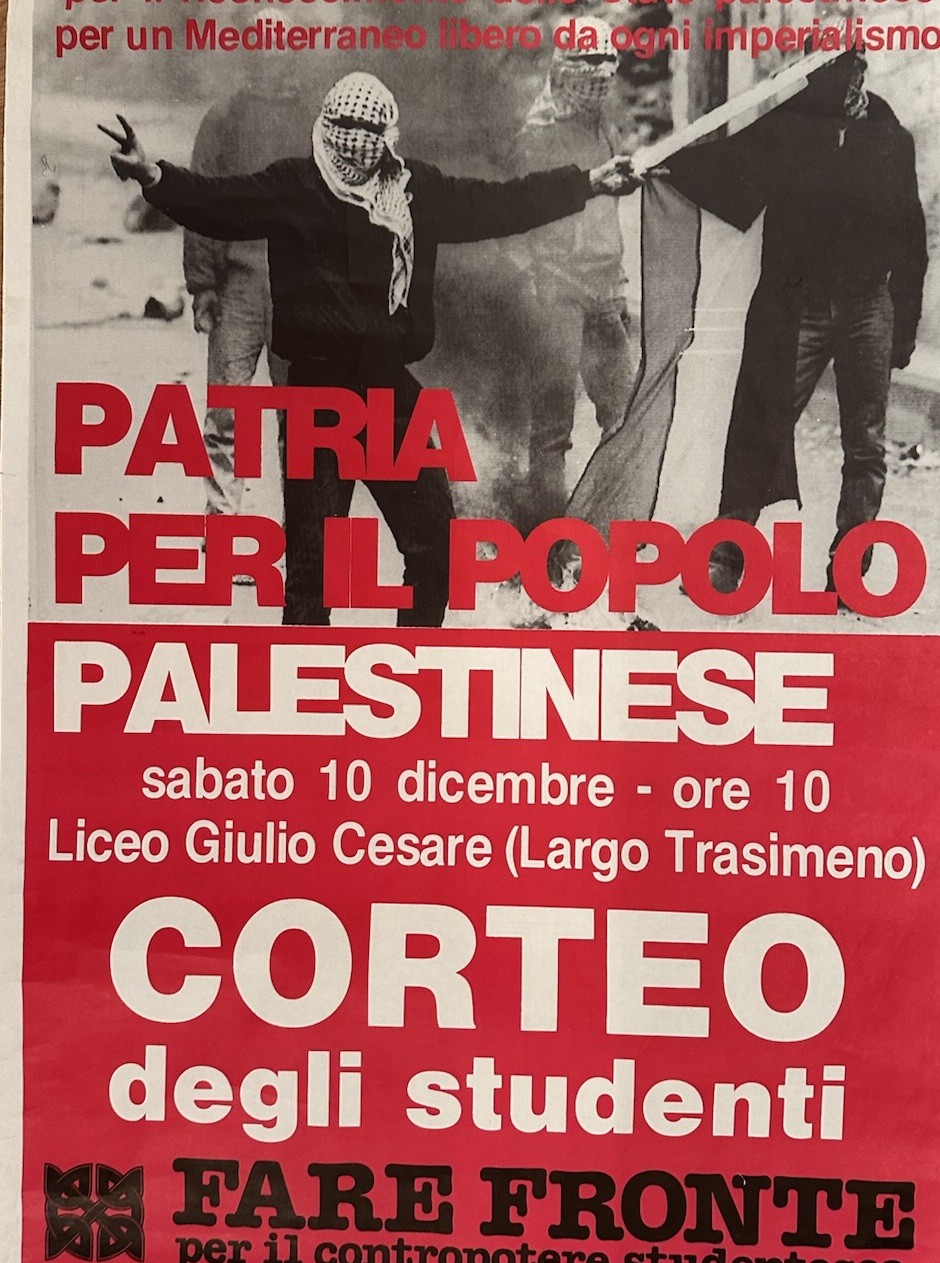 Manifesto 70x100 cm. “Homeland for the Palestinian People” Student Parade 1988 Rome