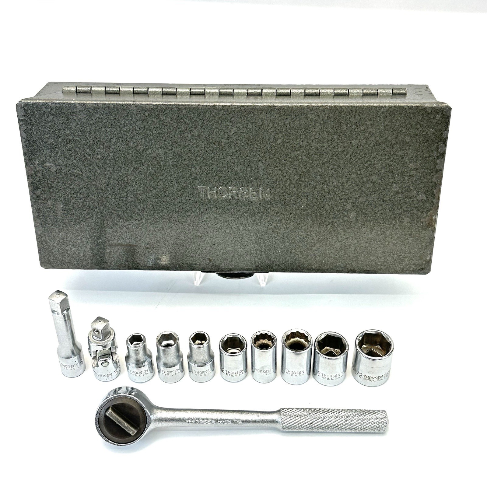 Vintage Thorsen 1/4 Drive Socket Set With Original Metal Box Vintage Thorsen 1/4 Drive Socket Set With Original Metal Box