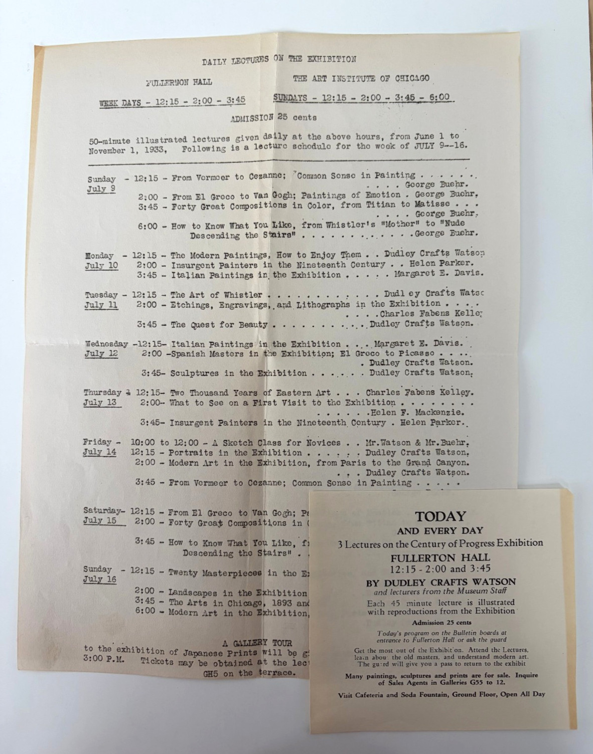 1933 Chicago Worlds Fair Century of Progress Art Institute Lecture Program