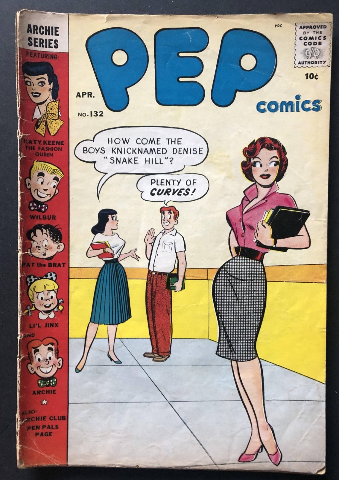 Pep Comics #132 VG+ KEY INNUENDO -ARCHIE COMICS - April 1959- Pep Comics #132 VG+ KEY INNUENDO -ARCHIE COMICS - April 1959-