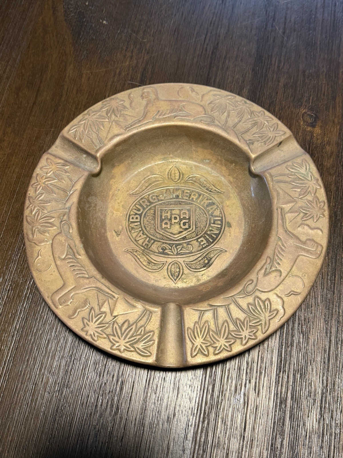 Vintage Hamburg Amerika Linie Brass Ashtray Tobacciana Cigar Antique Vintage Hamburg Amerika Linie Brass Ashtray Tobacciana Cigar Antique
