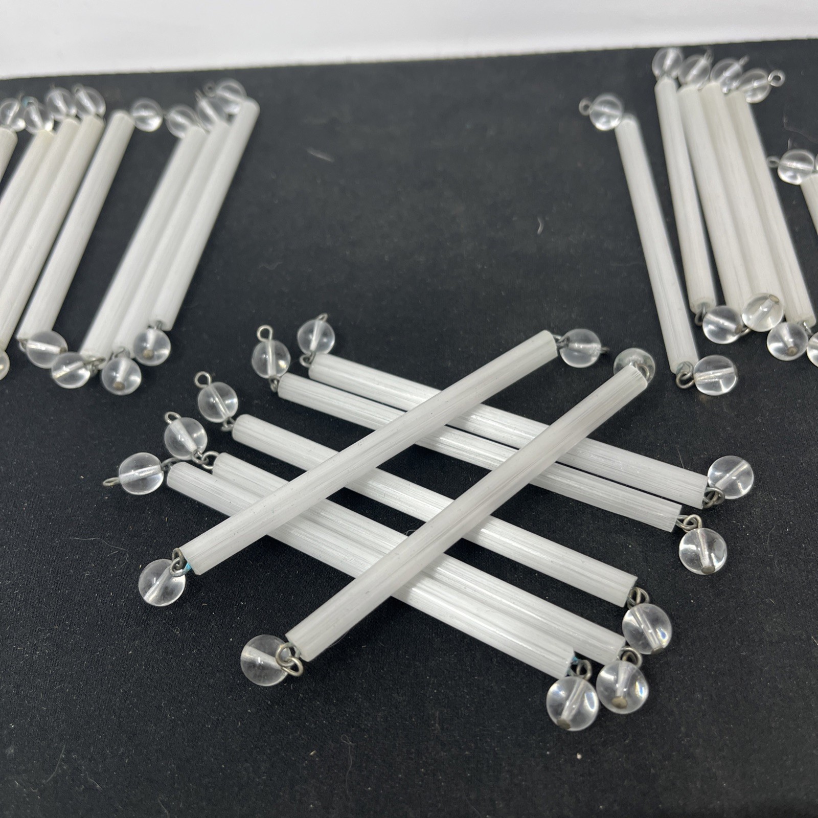 Vtg Frosted Glass Tube Chandelier Pendants Replacement Parts Lot Of 24 4.25” Box
