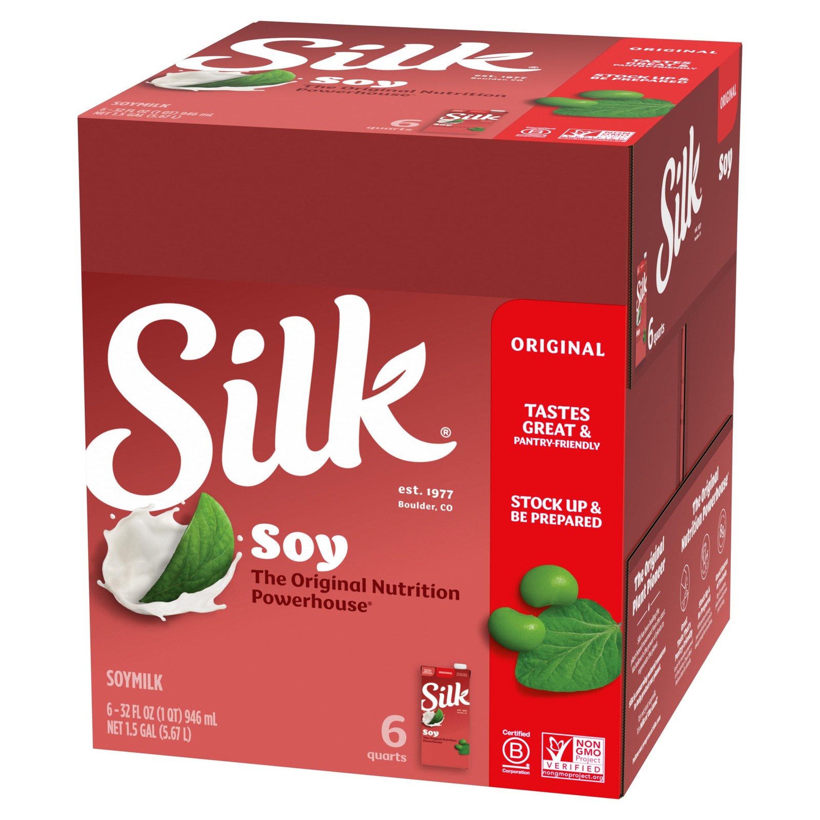 Silk Shelf-Stable Soy Milk, Original, Dairy-Free, 32 Fl Oz (Pack of 6), Multi Silk Shelf-Stable Soy Milk, Original, Dairy-Free, 32 Fl Oz (Pack of 6), Multi