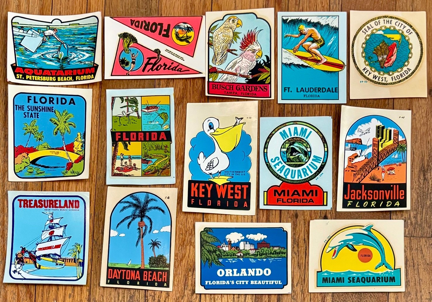 14 Vintage Florida Souvenir Travel Decals