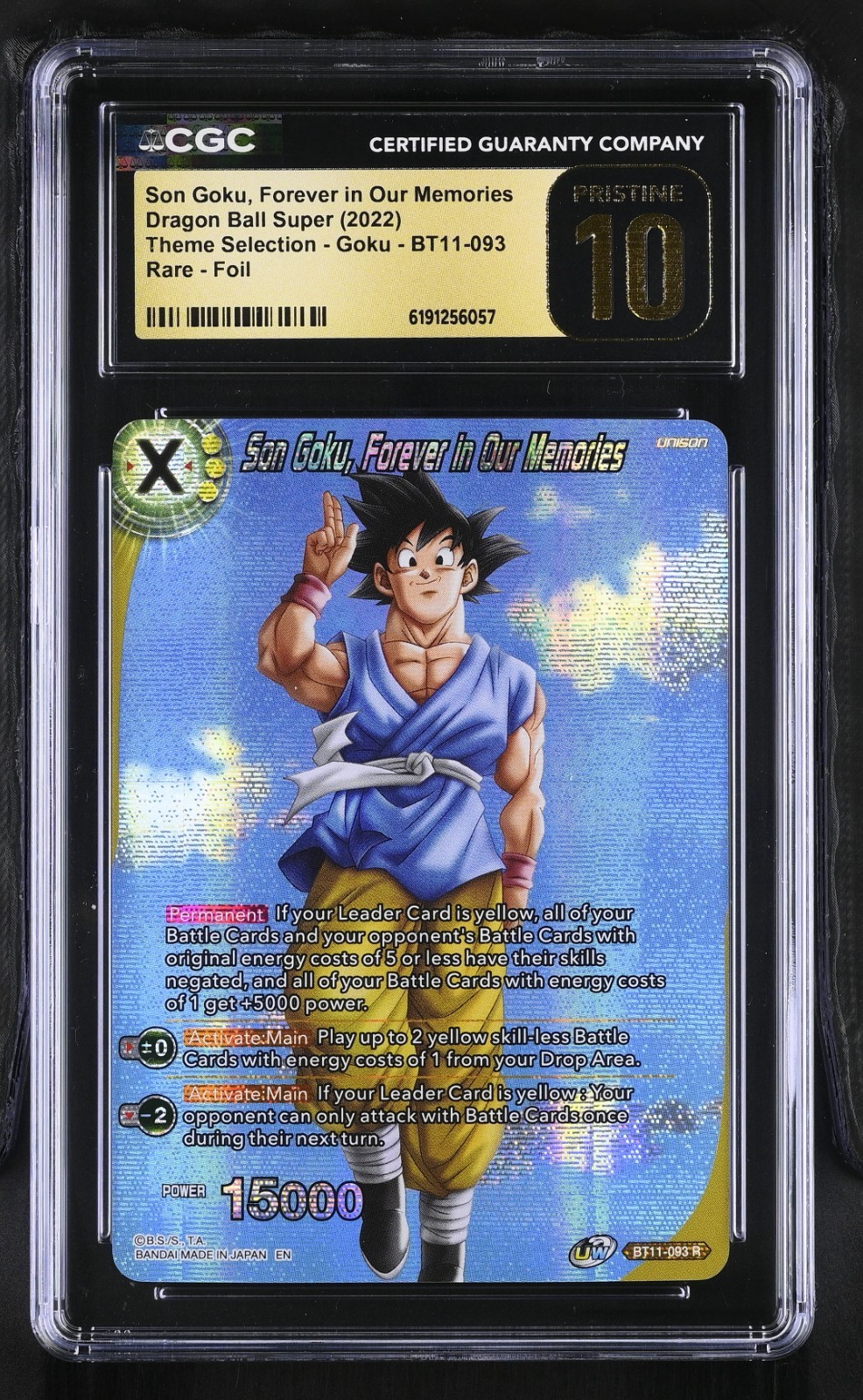 SON GOKU,  FOREVER IN OUR MEMORIES #BT11 2022 RARE FOIL CGC 10 PRISTINE