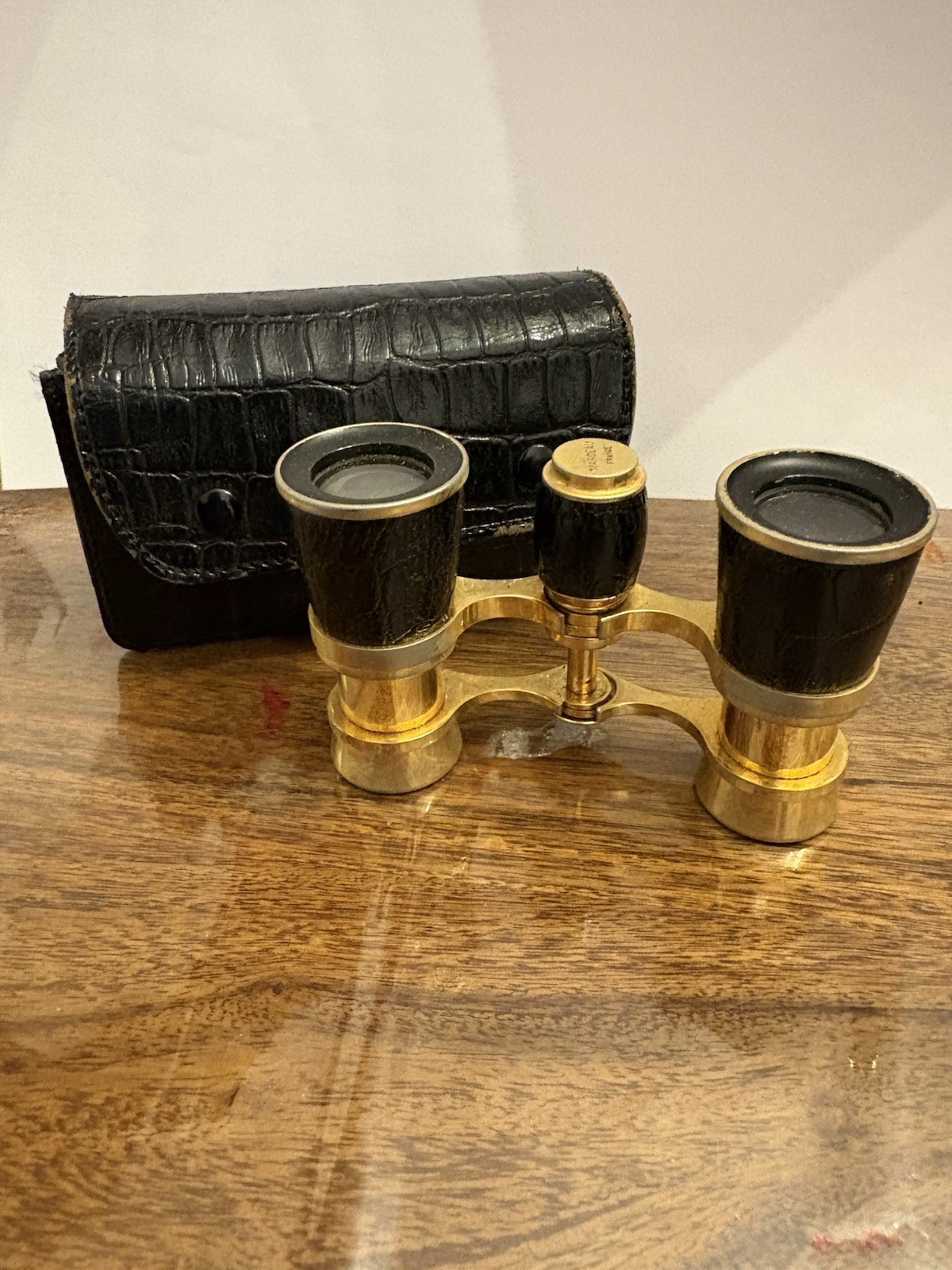 VTG Elegant Marceau France 3x25 opera glasses Gold Plated- Leather Barrel + Case
