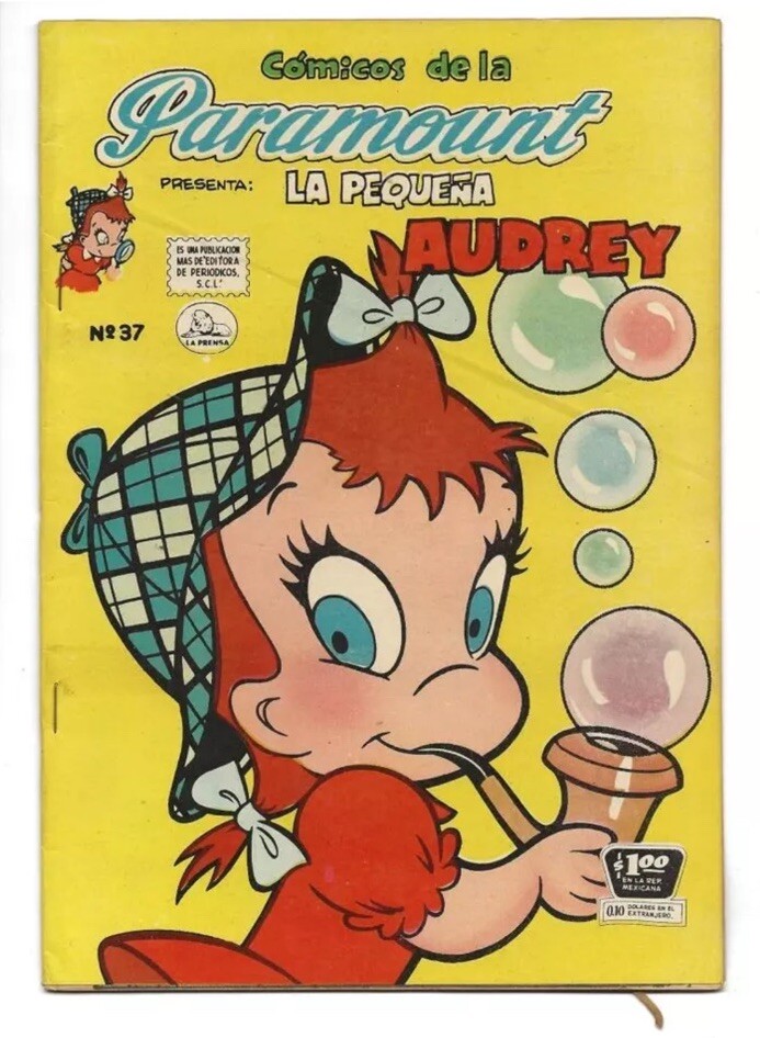 Comicos De La Paramount #37 1956 Spanish Little Audrey Bubble Pipe Cover