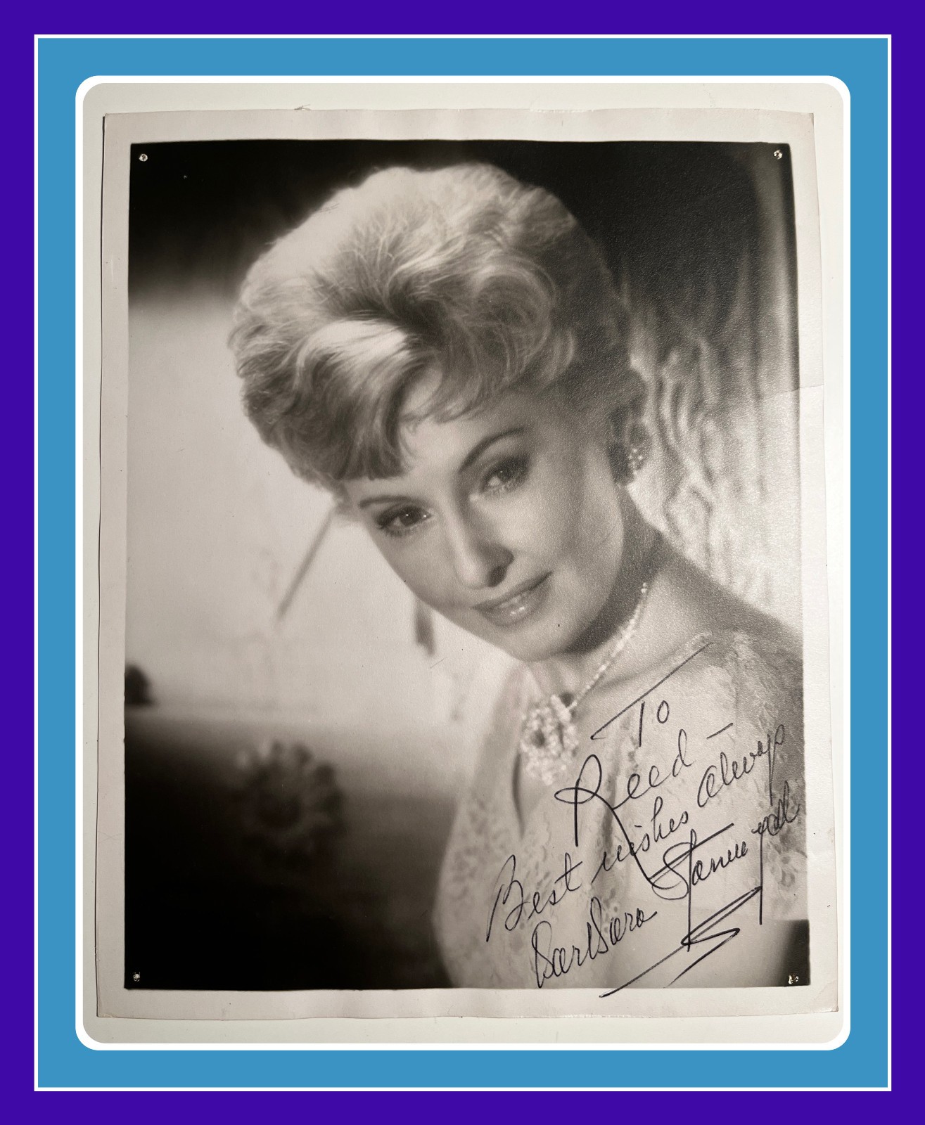 ACTRESS BARBARA STANWYCK PORTRAIT STUDIO SIGNED AUTOGRAPH B&W 8x10