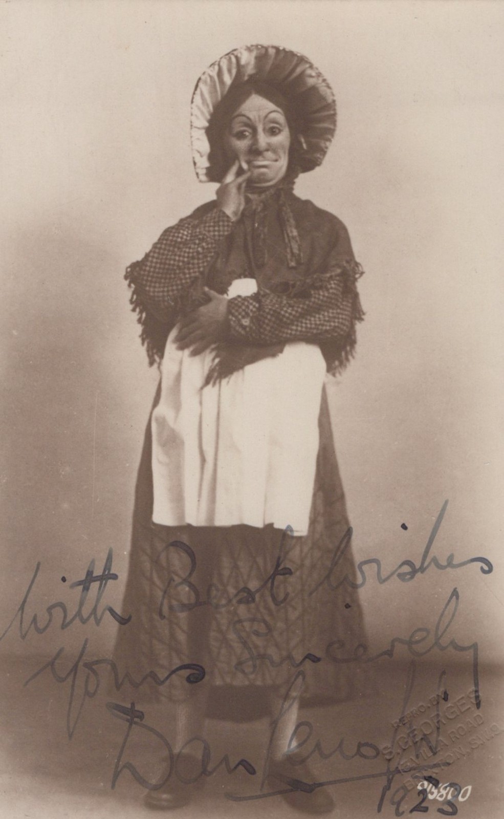 Dan Leno Jr British comedian pantomime 1898 - HAND SIGNED RPPC Photo Postcard
