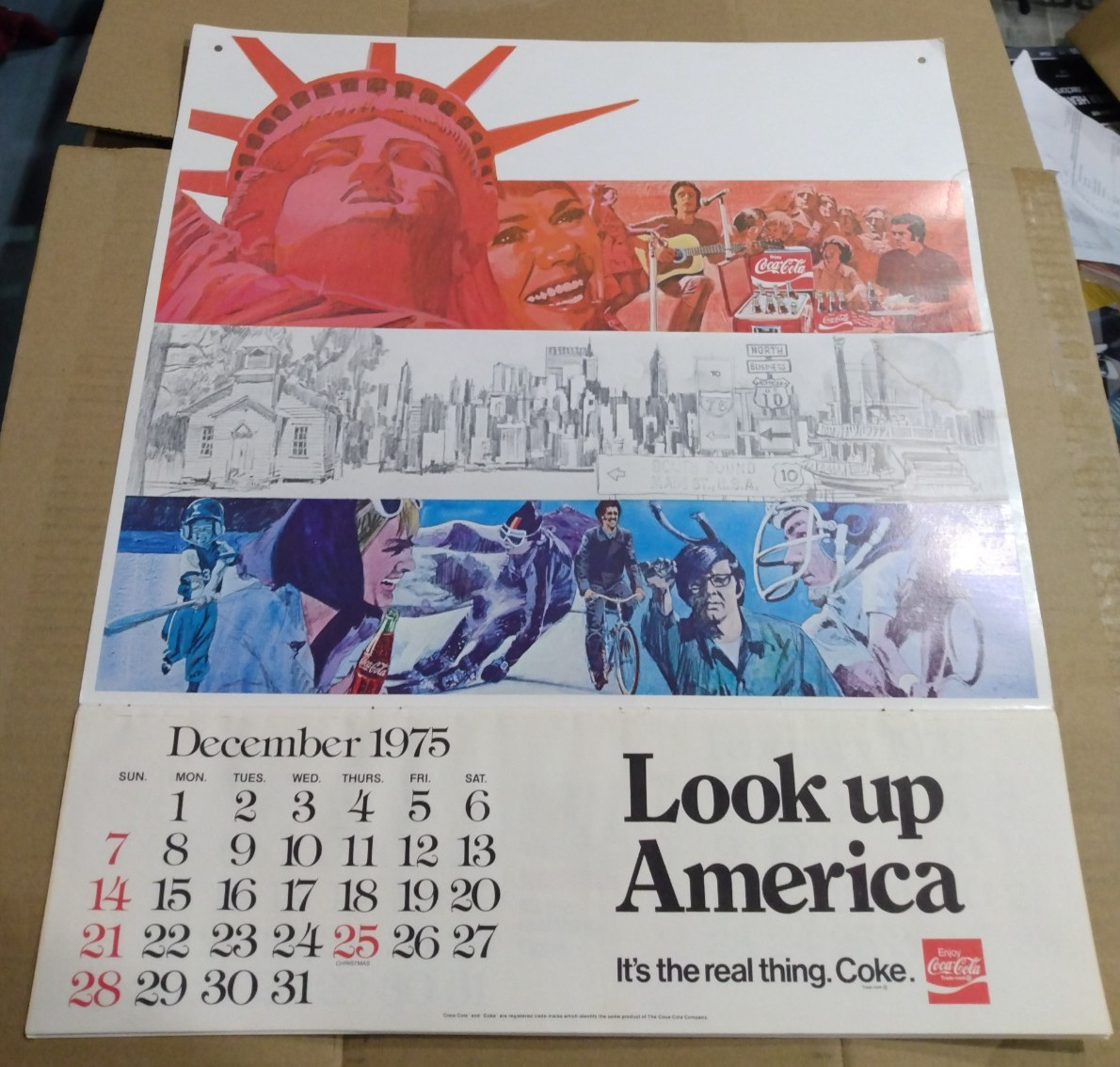 1976 COKE LOOK UP AMERICA BICENTENNIAL ADVERTISING CALENDAR LARGE 21X18 VTG COCA 1976 COKE LOOK UP AMERICA BICENTENNIAL ADVERTISING CALENDAR LARGE 21X18 VTG COCA