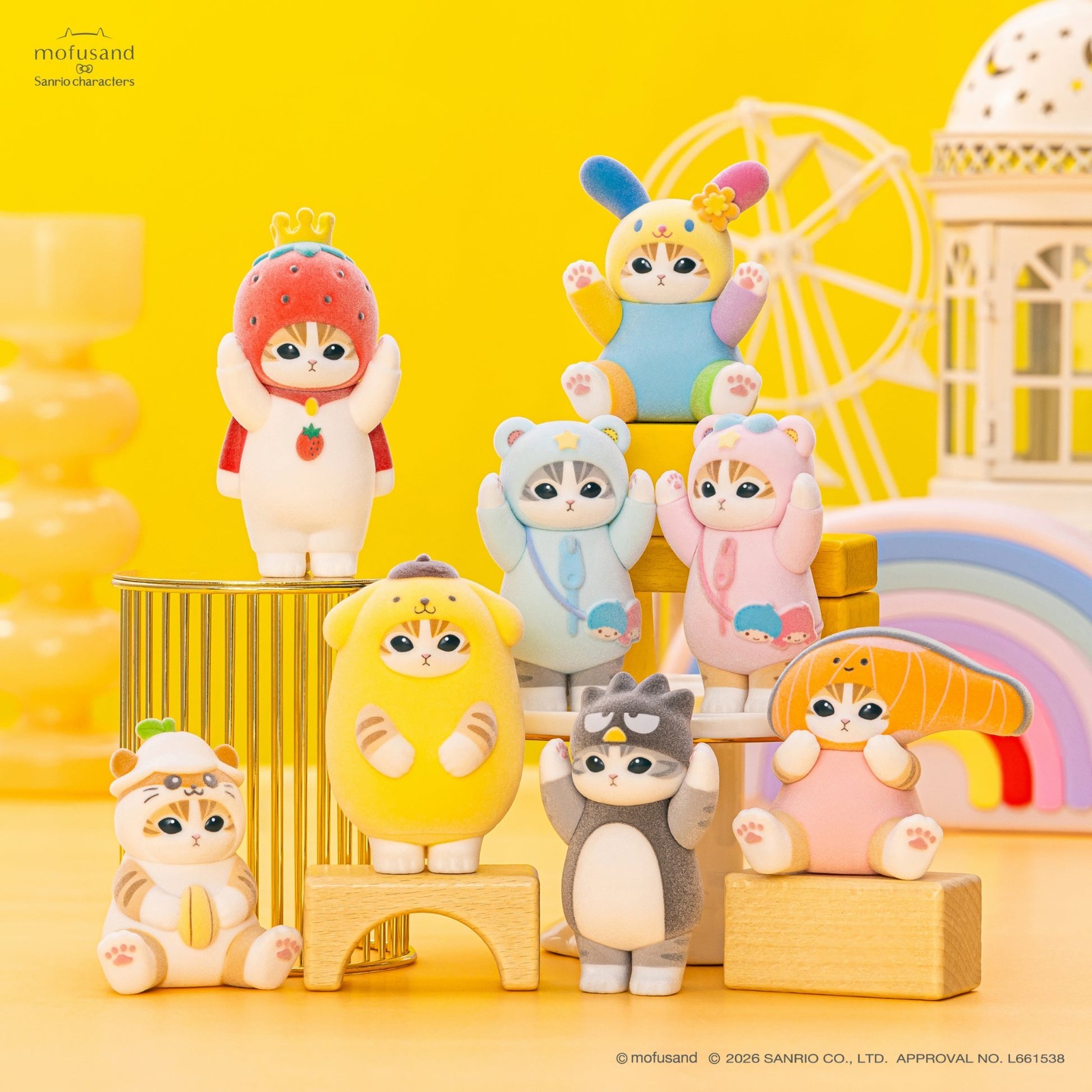 mofusand × Sanrio Characters Fluffy Flocked Figure Collection vol.3 Set of 8