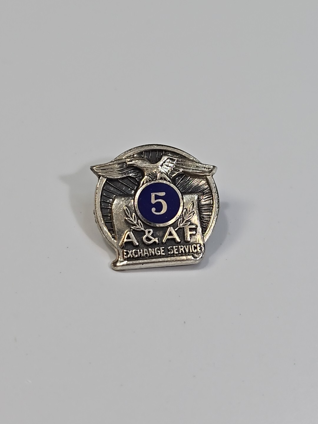 A & AF Exchange Service 5 Year Pin Army & Air Force Sterling Silver Vintage