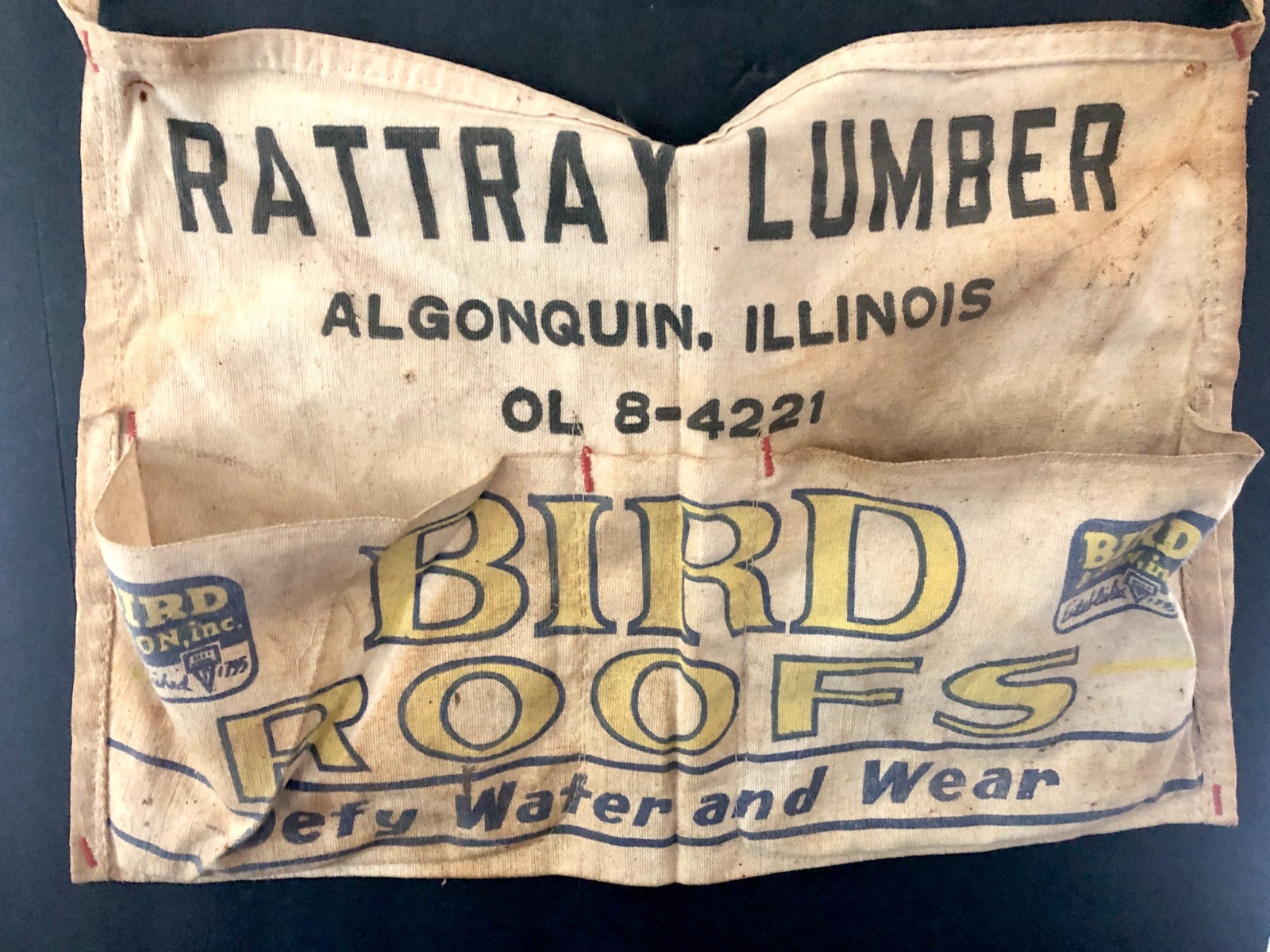Vintage Old 1920's-60's Bird Roofing Cloth Carpenters Nail Apron
