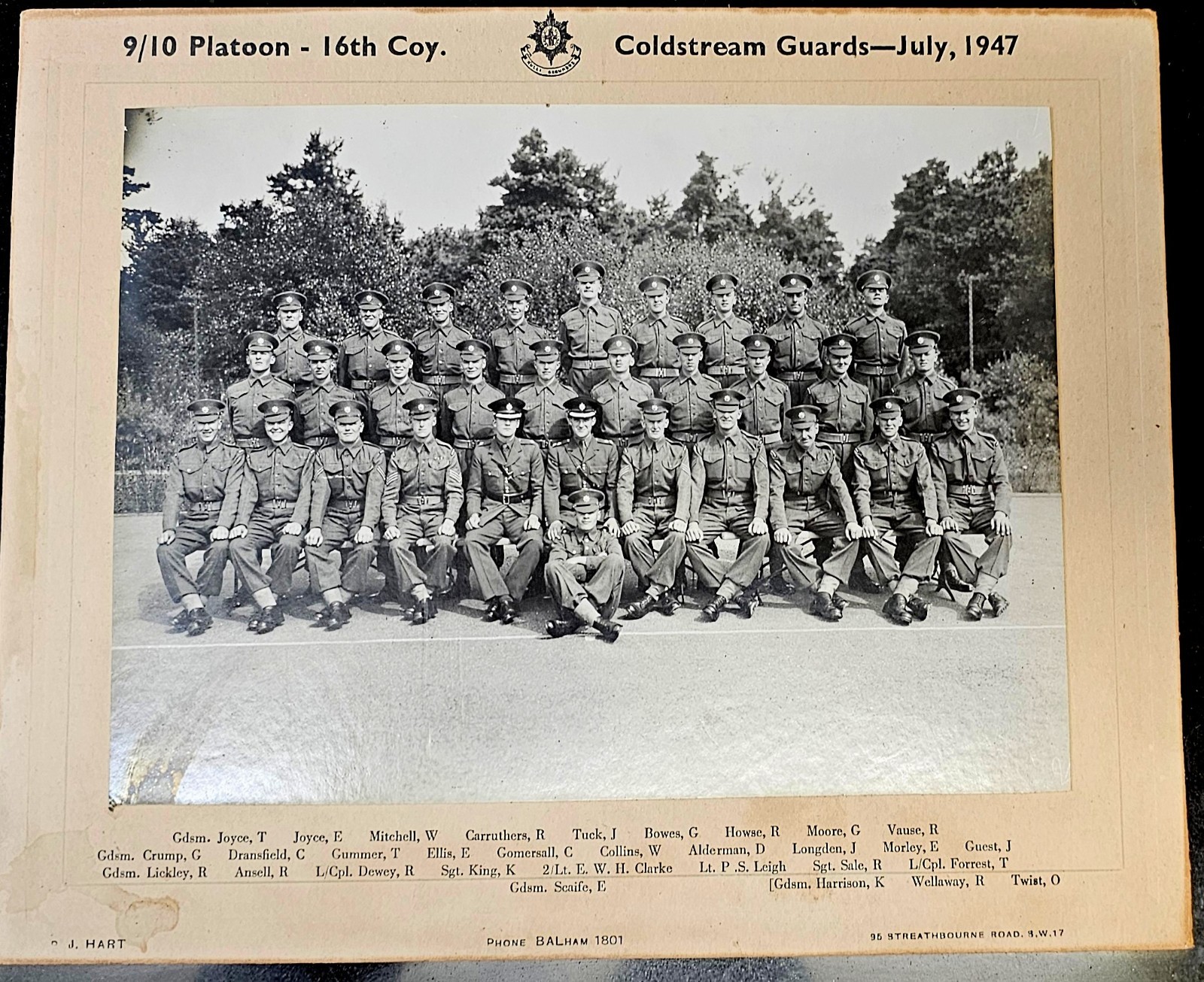 Vintage Original Photograph: 9/10 Platoon, 16th Company, Coldstream Guards 1947 Vintage Original Photograph: 9/10 Platoon, 16th Company, Coldstream Guards 1947