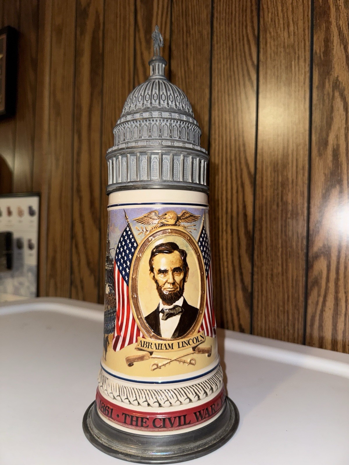 Budweiser 1992 Civil War Commemorative Lidded Stein Abraham Lincoln #05725
