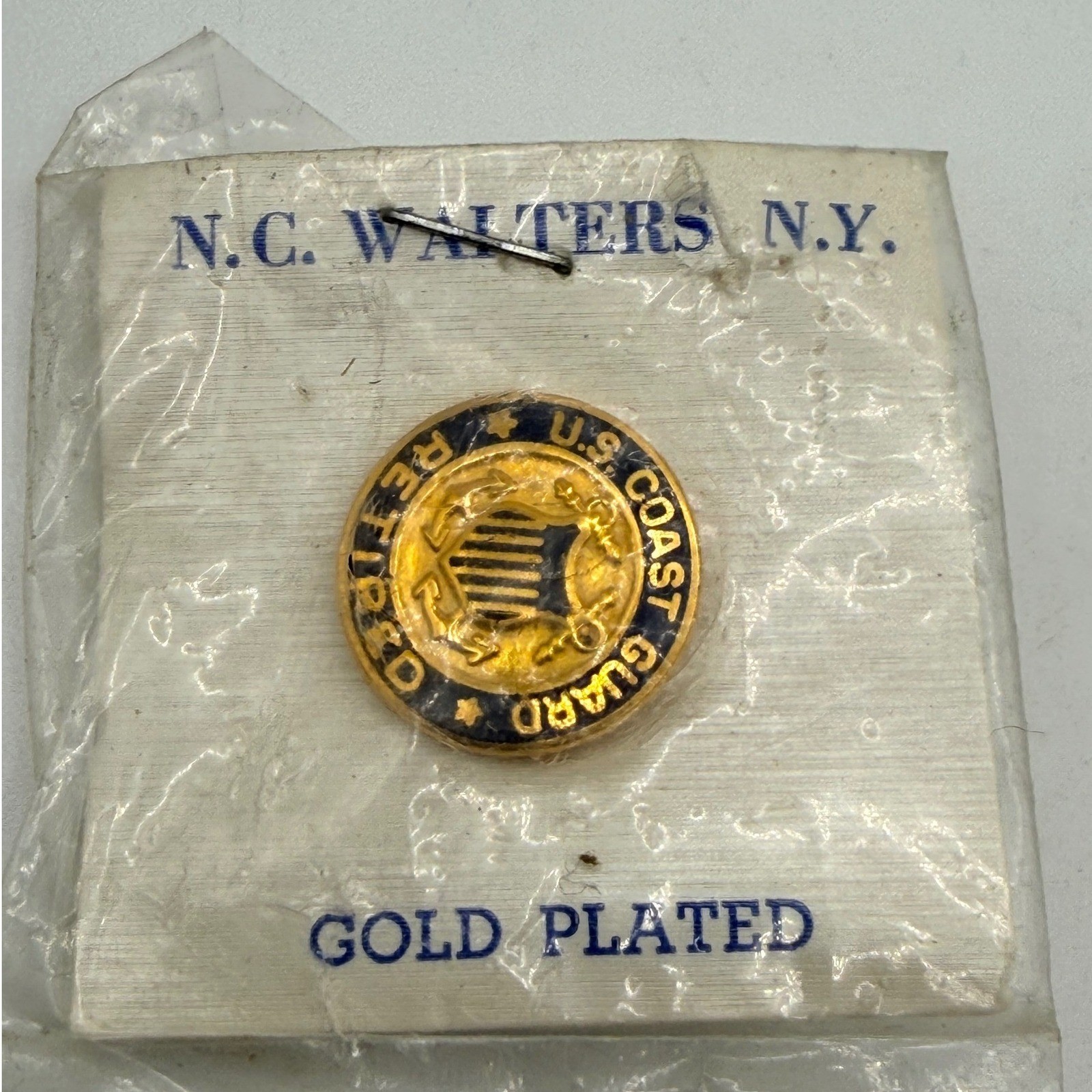 Vintage NC Walters NY US Coast Guard Retired Gold Plated Enamel Lapel Pin New Vintage NC Walters NY US Coast Guard Retired Gold Plated Enamel Lapel Pin New