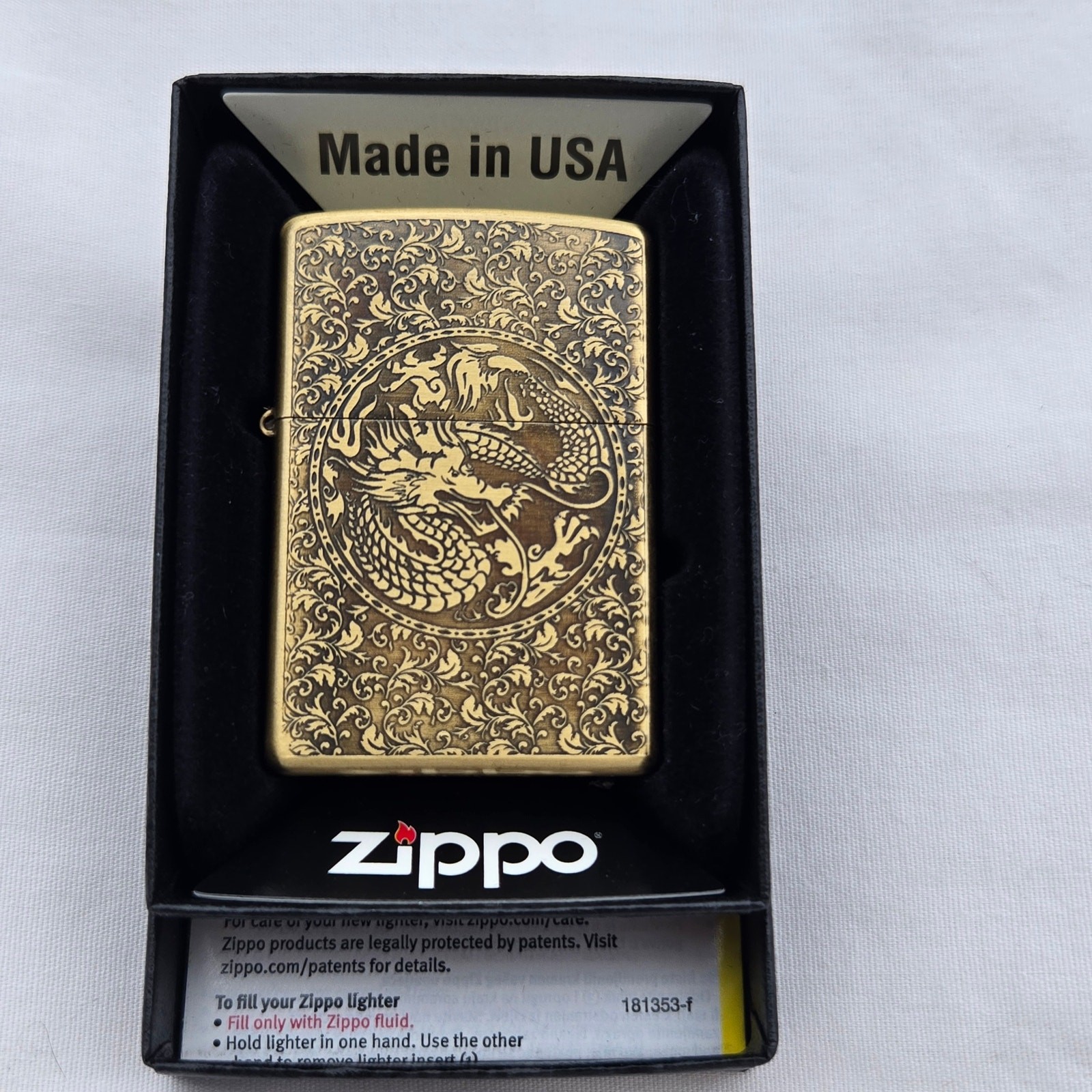 Zippo Windproof Custom Dragon Phoenix Lighter Deep-Carved Antique Brass Finish Zippo Windproof Custom Dragon Phoenix Lighter Deep-Carved Antique Brass Finish