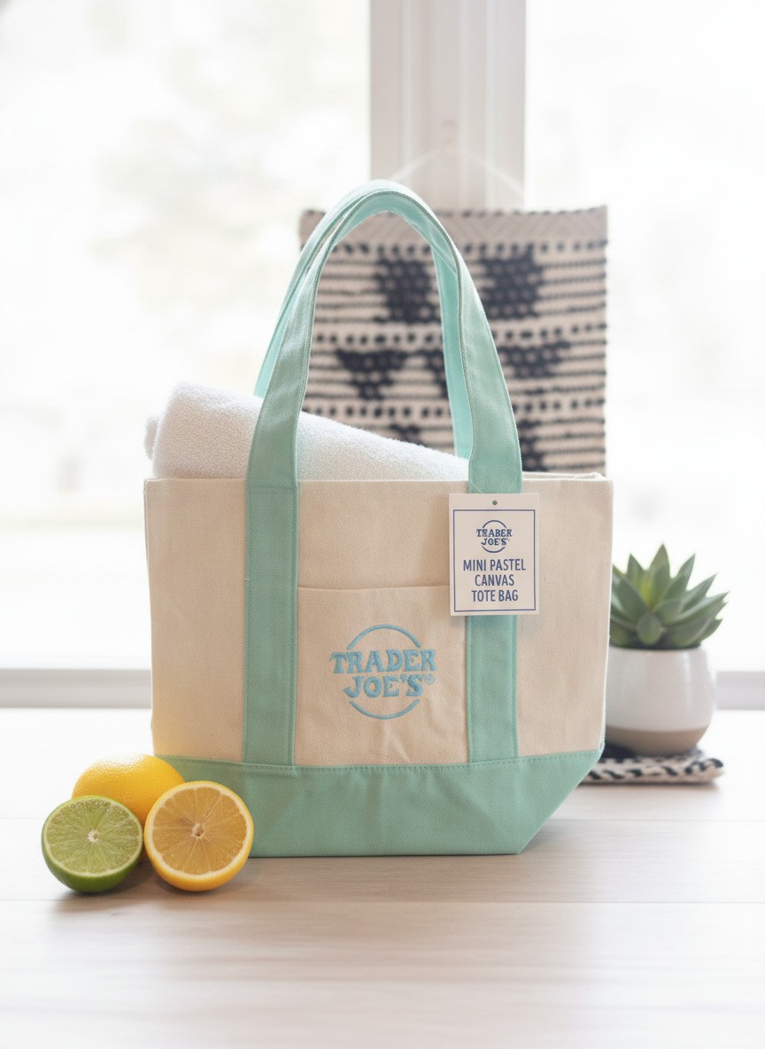 Trader Joe\'s Mini Pastel Canvas Tote Bag