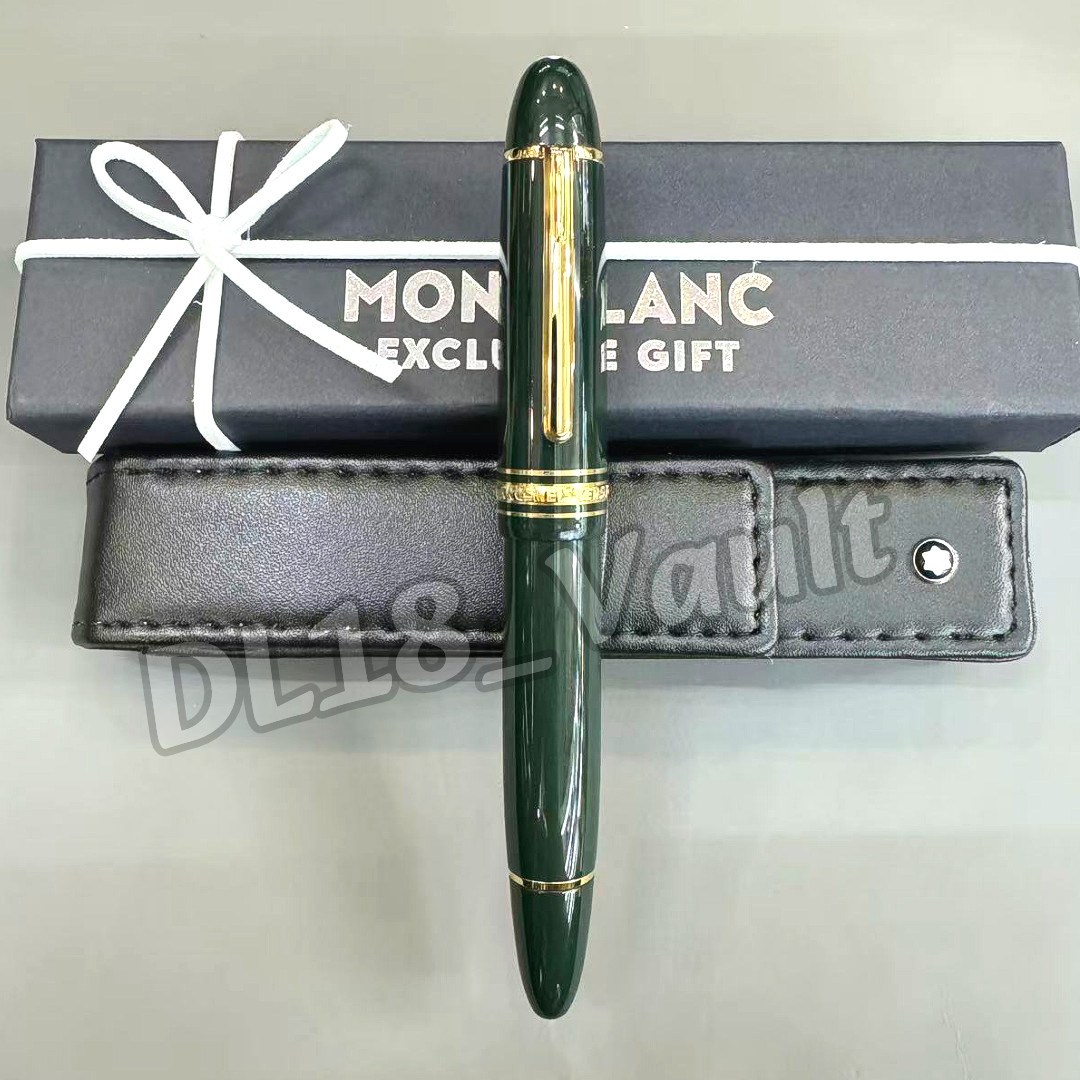 MONTBLANC Meisterstück Green Resin Gold Trim Fountain Pen w/ Box & Pouch MONTBLANC Meisterstück Green Resin Gold Trim Fountain Pen w/ Box & Pouch