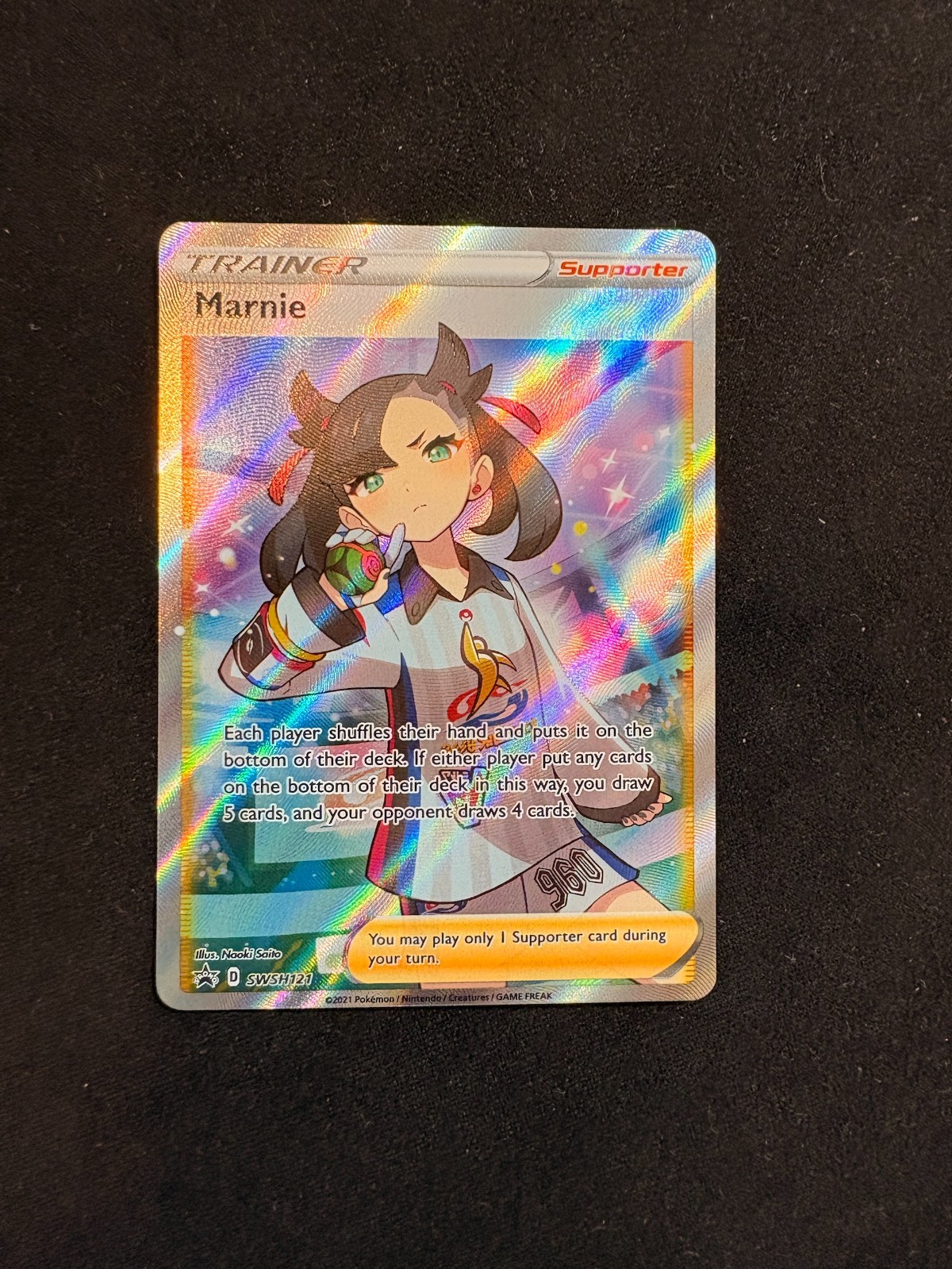 Marnie SWSH121 Full Art Trainer Black Star Promo Pokemon Card 2021 NM