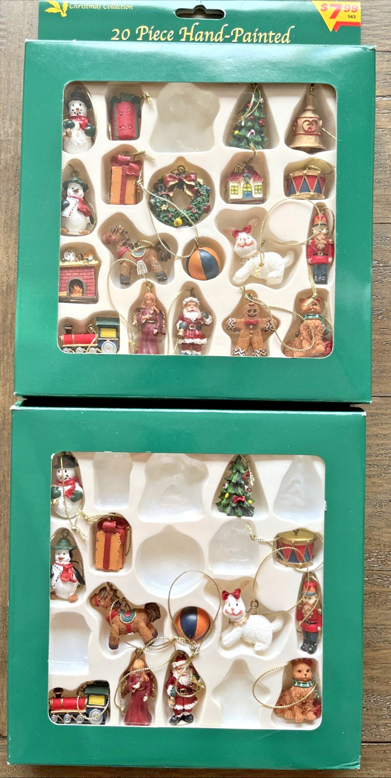 Vtg Handpainted Miniature Christmas Ornaments Lot of 32 - Train, Soldier, Cat