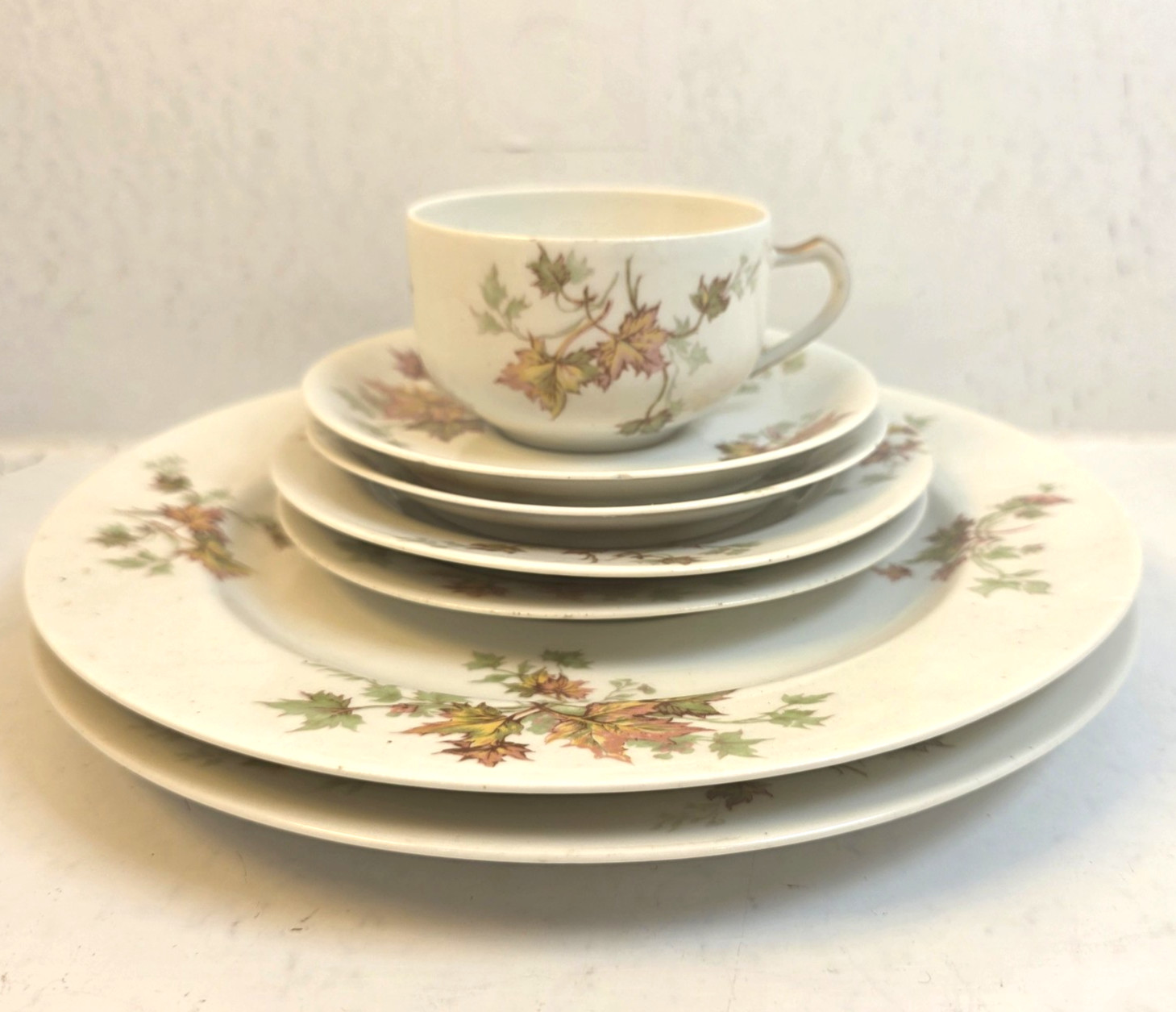 Antique Haviland France Limoges Autumn Leaf Schleiger 196 Set of 7 PLEASE READ