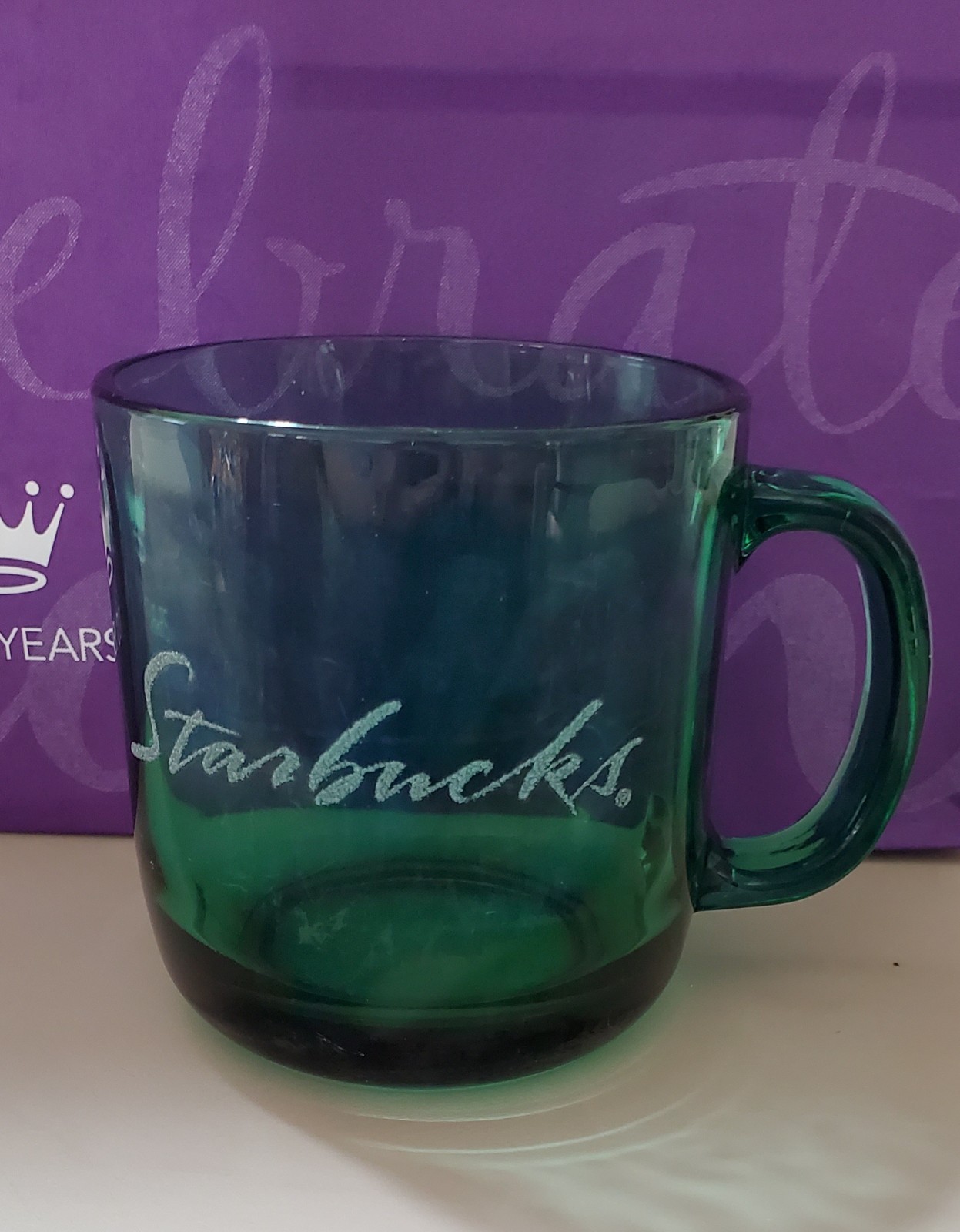 Vintage 1990s Green Stabucks Etched Coffee Mug