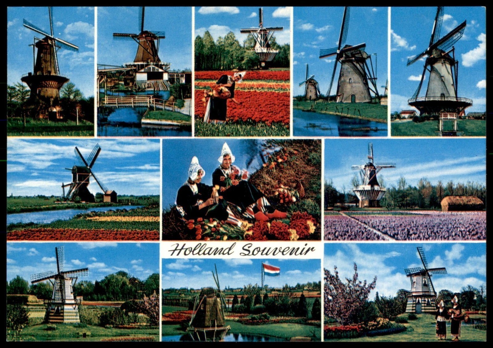 Holland Souvenir Multi-View Windmills Tulips Scenes Netherlands UNP Postcard Holland Souvenir Multi-View Windmills Tulips Scenes Netherlands UNP Postcard