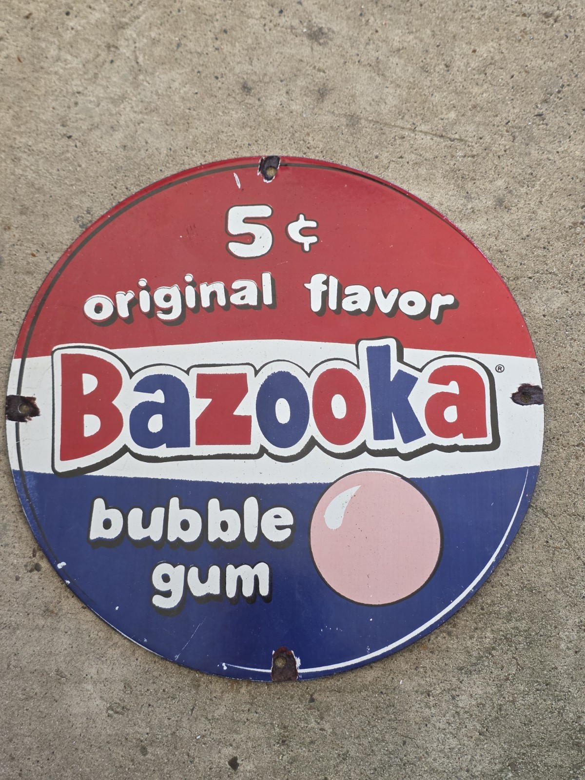 VINTAGE BAZOOKA BUBBLE GUM  PORCELAIN SIGN GAS STATION CONVENIENCE STORE SIGN12\