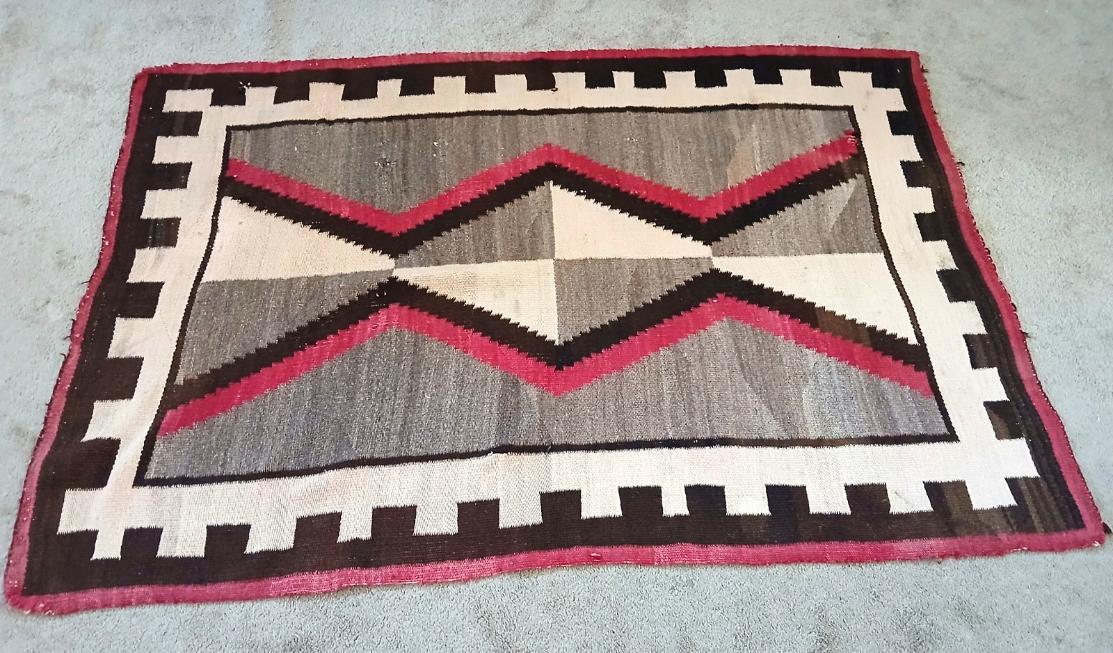 Authentic Antique Navajo Handwoven Geometric Grey Hills Eye Dazzler Rug 45 Authentic Antique Navajo Handwoven Geometric Grey Hills Eye Dazzler Rug 45