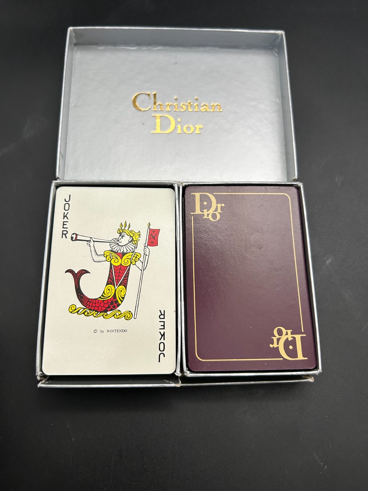 Vtg 1970s Christian Dior Double Deck Playing Cards Nintendo Japan Monogram Boxed