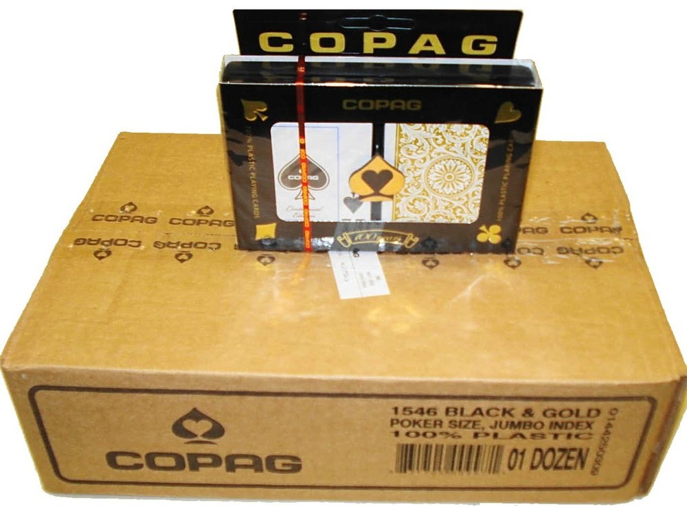 COPAG 1546 Black Gold Poker Playing Cards - Super Ind. - Case - 12 Double Decks COPAG 1546 Black Gold Poker Playing Cards - Super Ind. - Case - 12 Double Decks