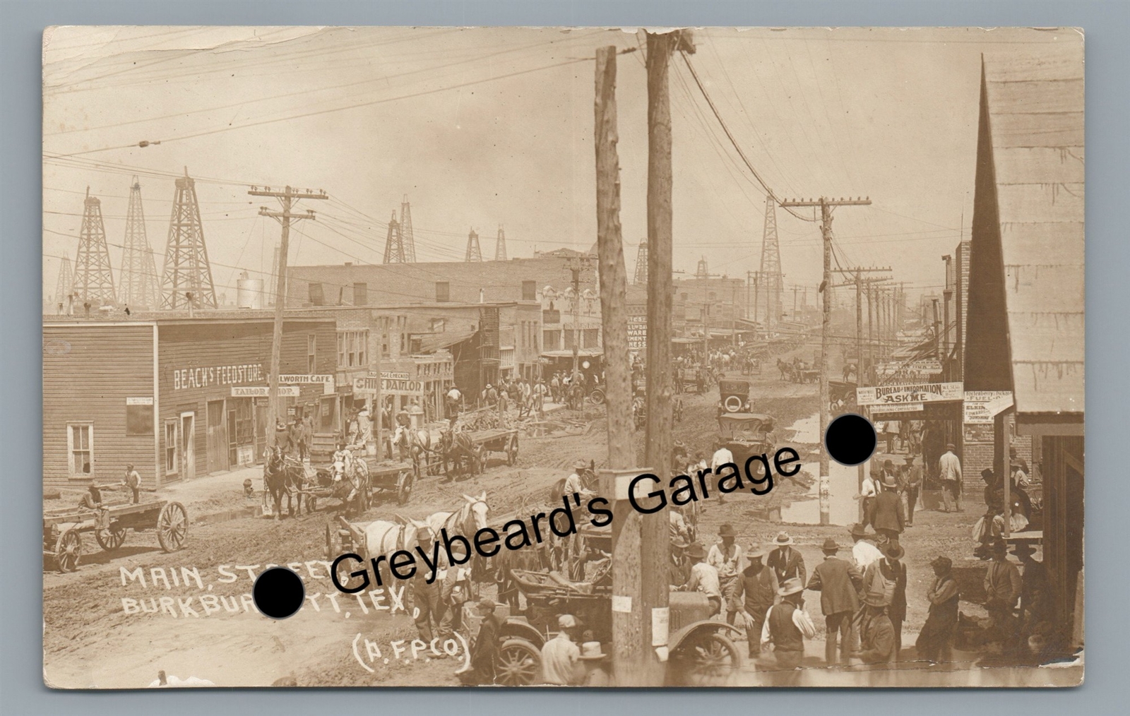 RPPC Busy Main Street BURKBURNETT TX Texas Early DOUBLEDAY Real Photo Postcard