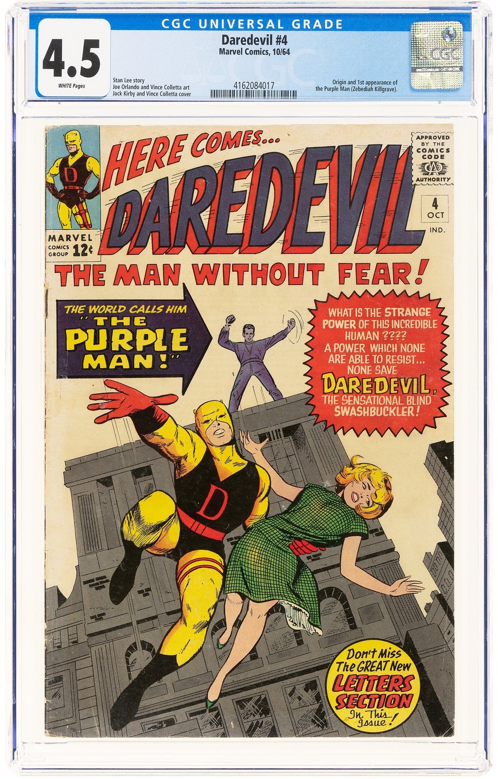Daredevil 4 CGC 4.5 WHITE PAGES